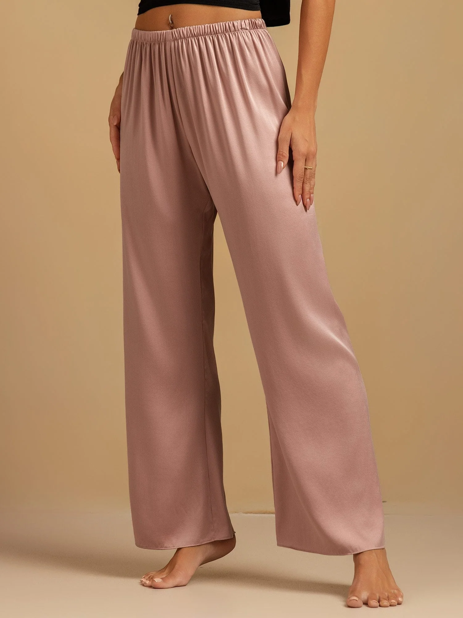19Momme Washable Silk Wide Leg Women's Sleep Pants with Elastic Waist - Image 13