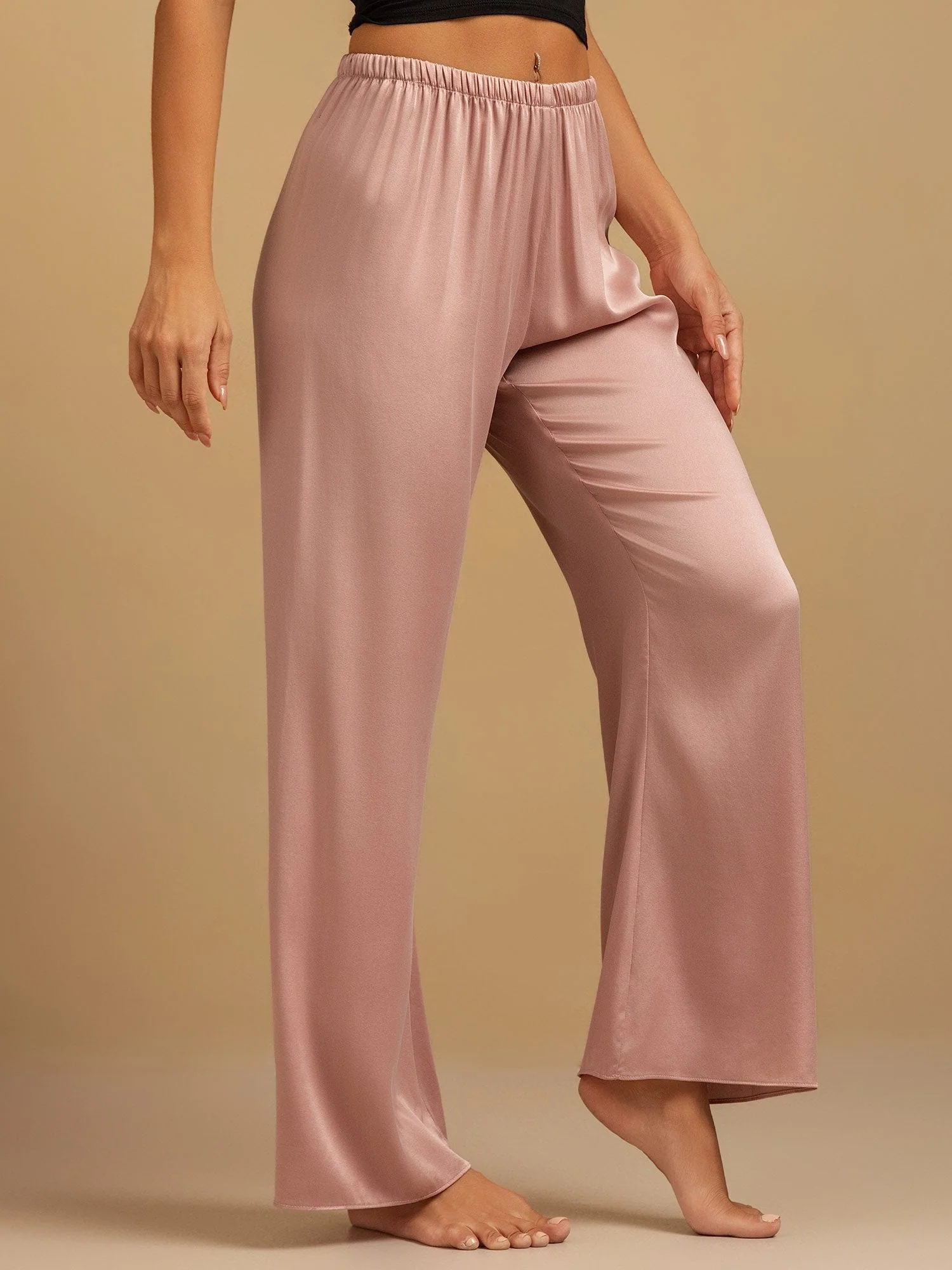 19Momme Washable Silk Wide Leg Women's Sleep Pants with Elastic Waist - Image 14