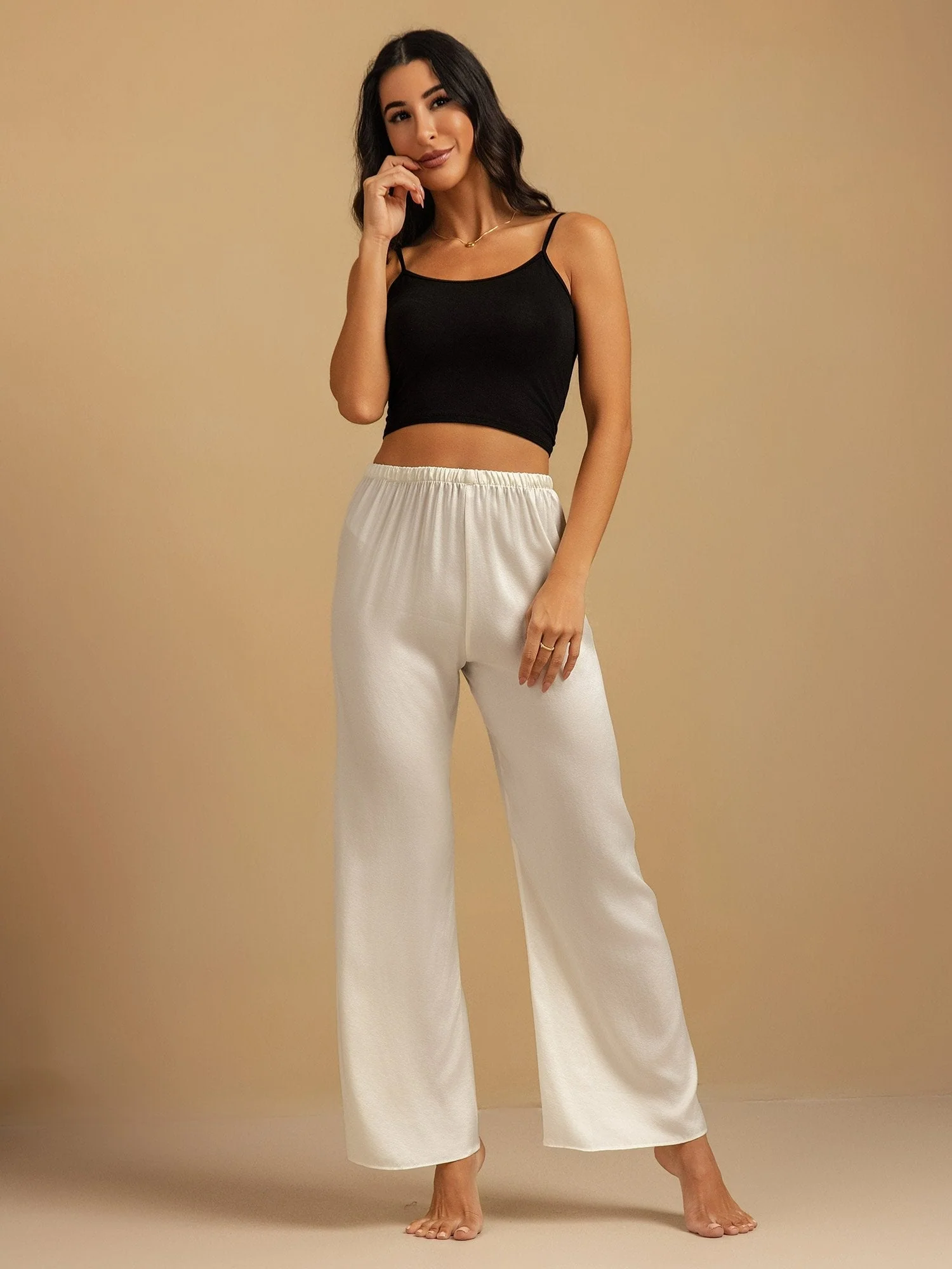 19Momme Washable Silk Wide Leg Women's Sleep Pants with Elastic Waist - Image 27