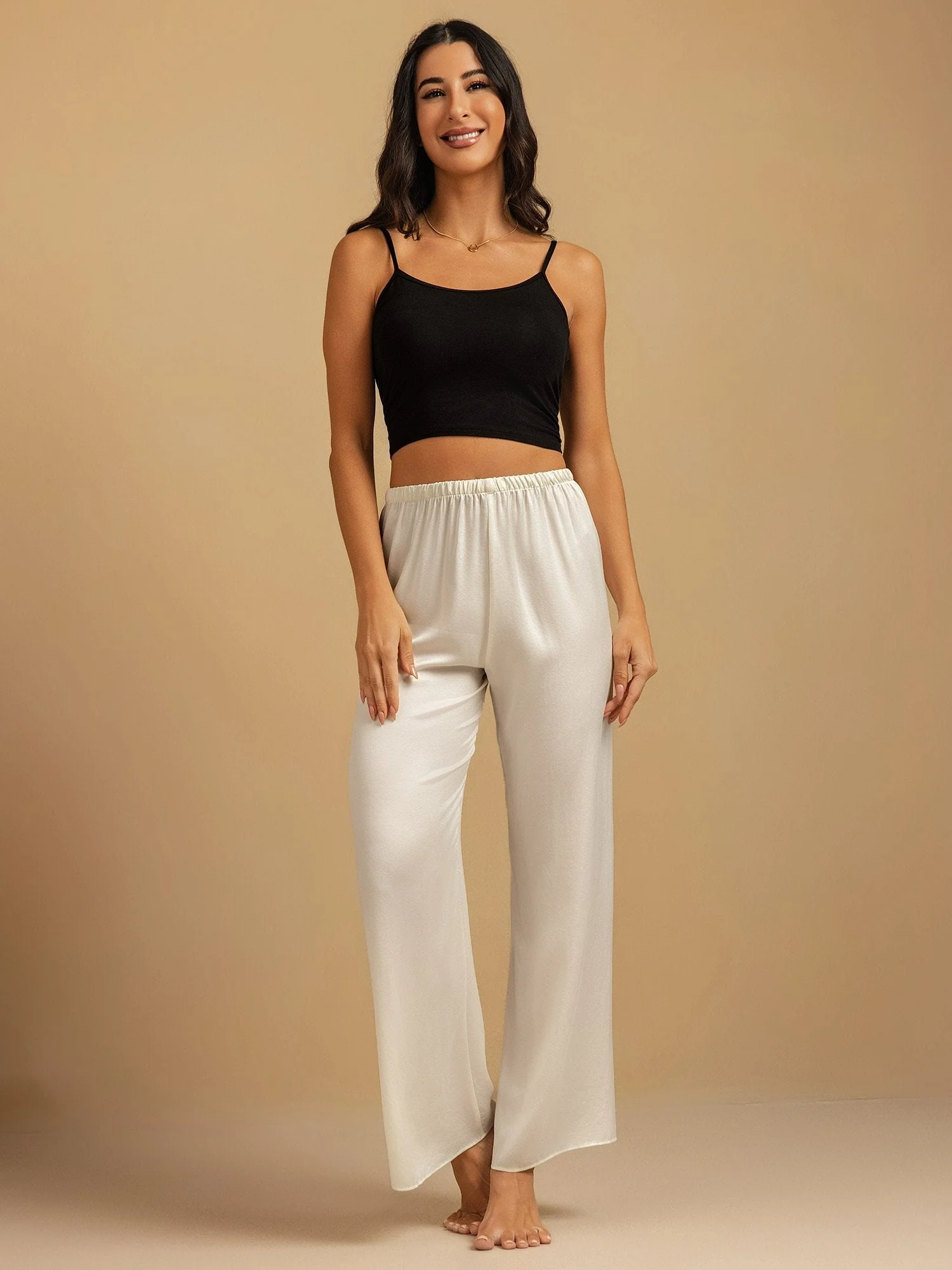 19Momme Washable Silk Wide Leg Women's Sleep Pants with Elastic Waist - Image 28