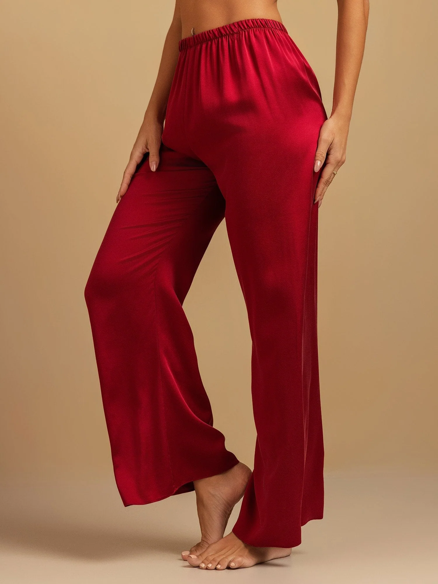 19Momme Washable Silk Wide Leg Women's Sleep Pants with Elastic Waist - Image 36