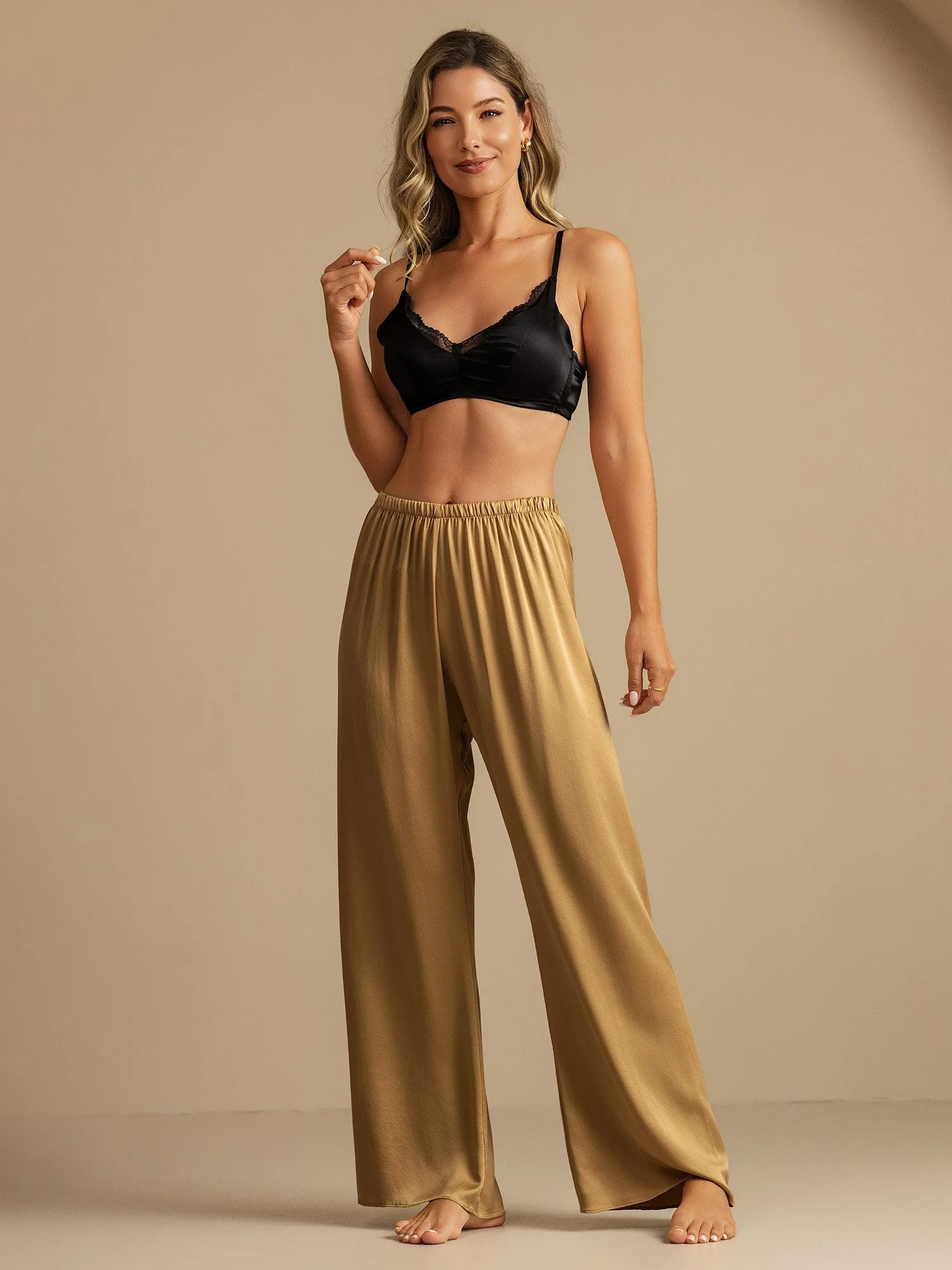 19Momme Washable Silk Wide Leg Women's Sleep Pants with Elastic Waist - Image 6