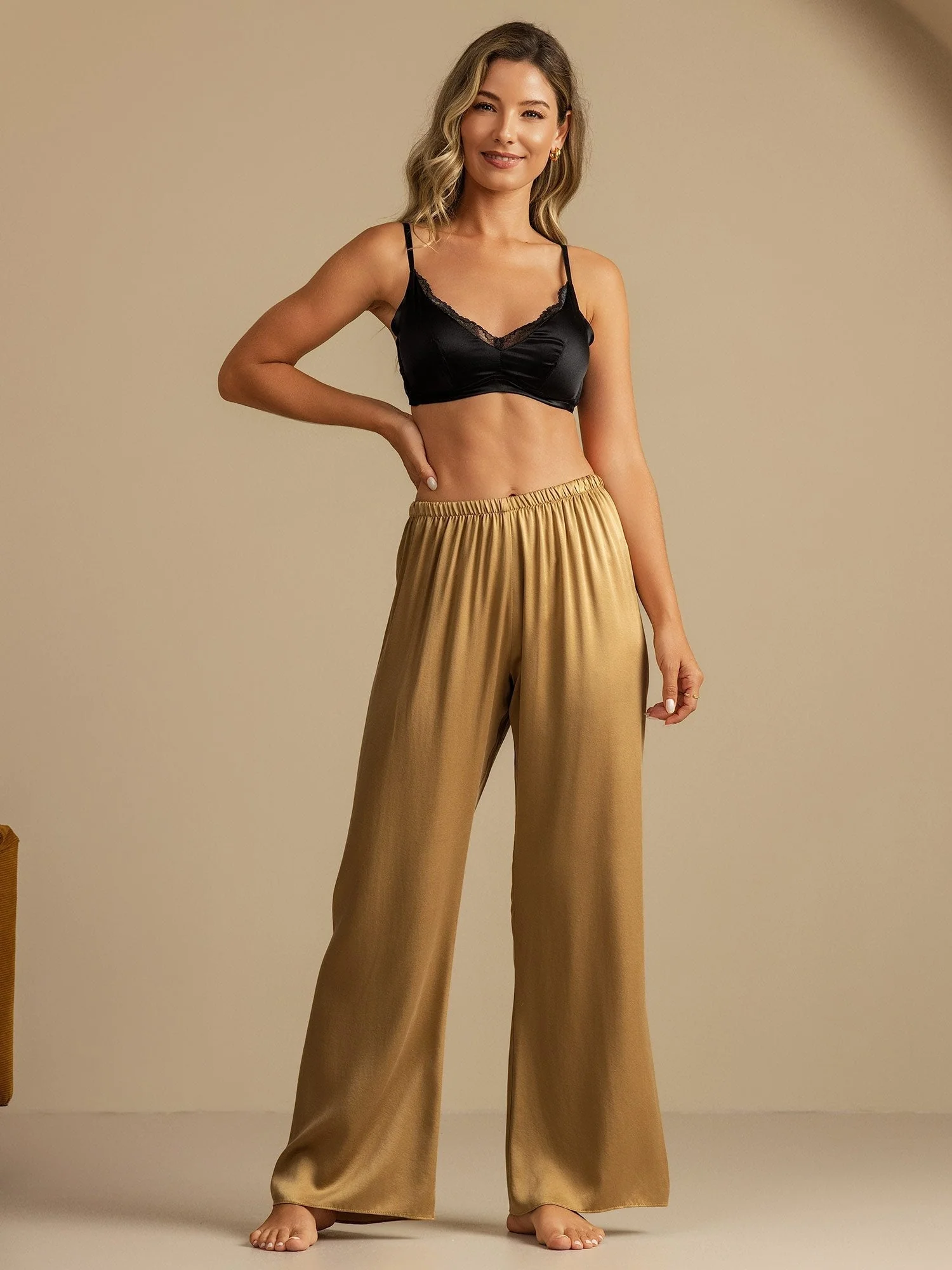 19Momme Washable Silk Wide Leg Women's Sleep Pants with Elastic Waist - Image 7