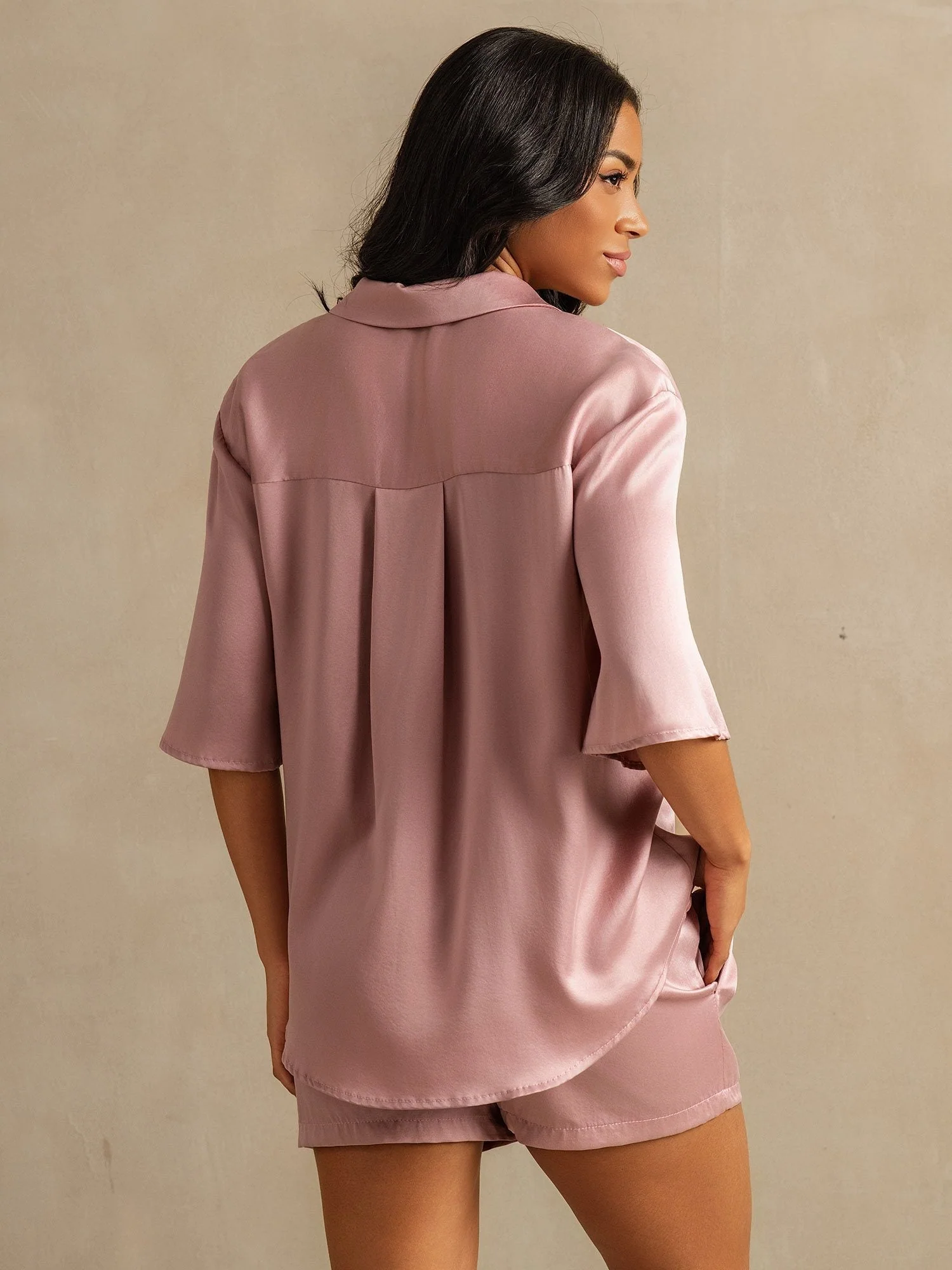19Momme Women's Washable Silk Notch Collar Pyjamas Set with Side Pockets - Image 14