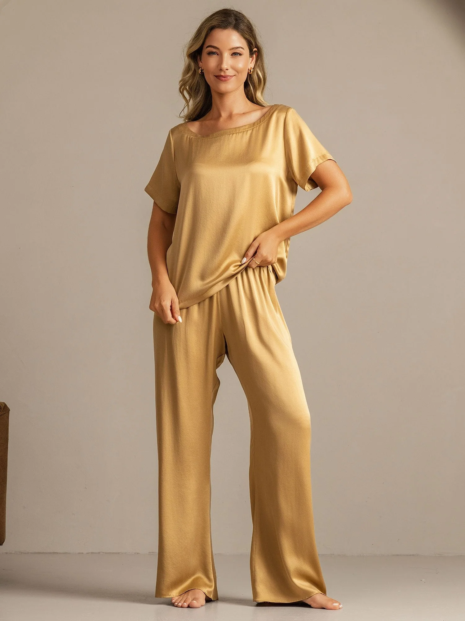 19Momme Women's Washable Silk Short Sleeve Pyjamas Set - Image 27