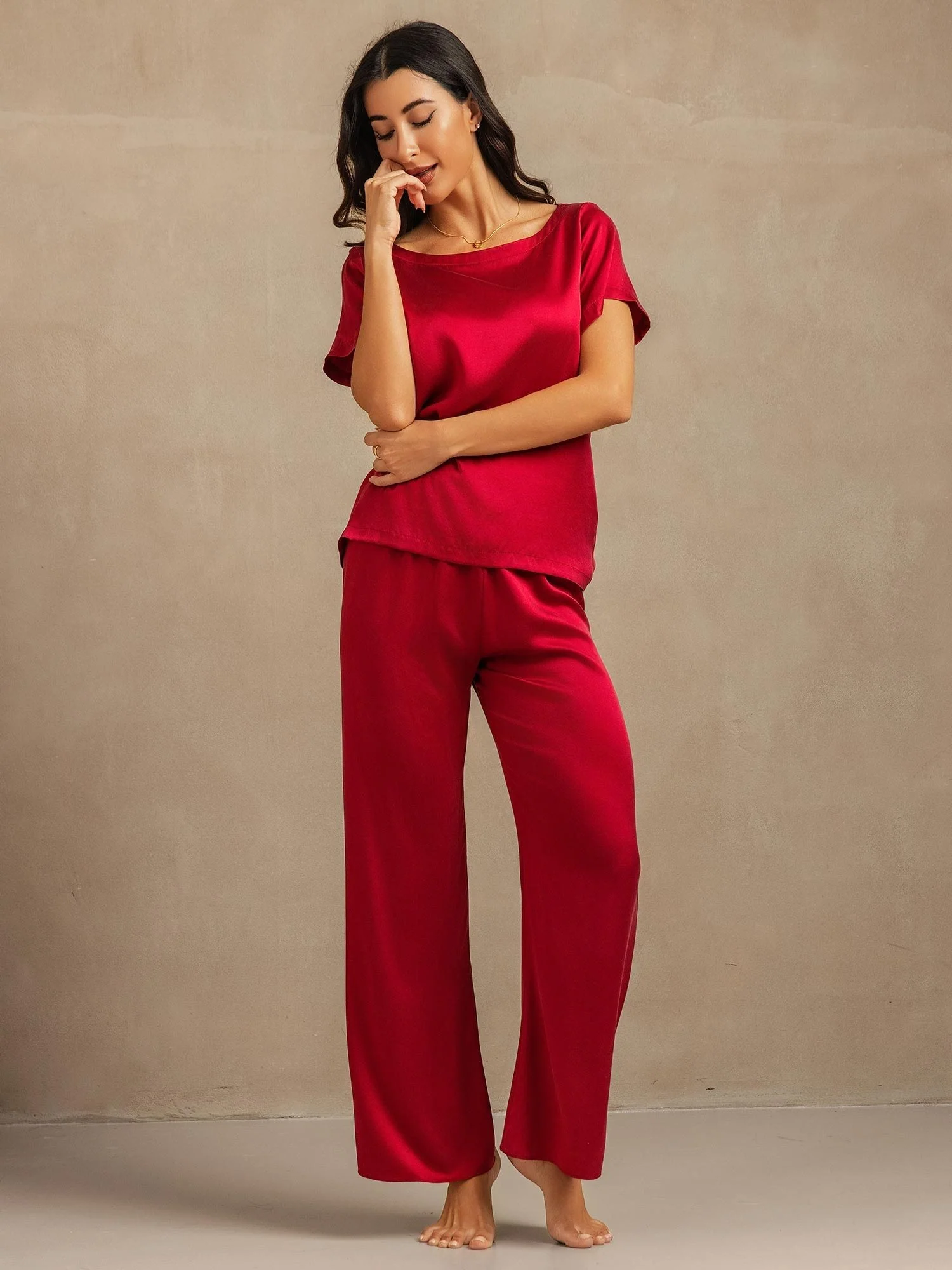 19Momme Women's Washable Silk Short Sleeve Pyjamas Set - Image 6