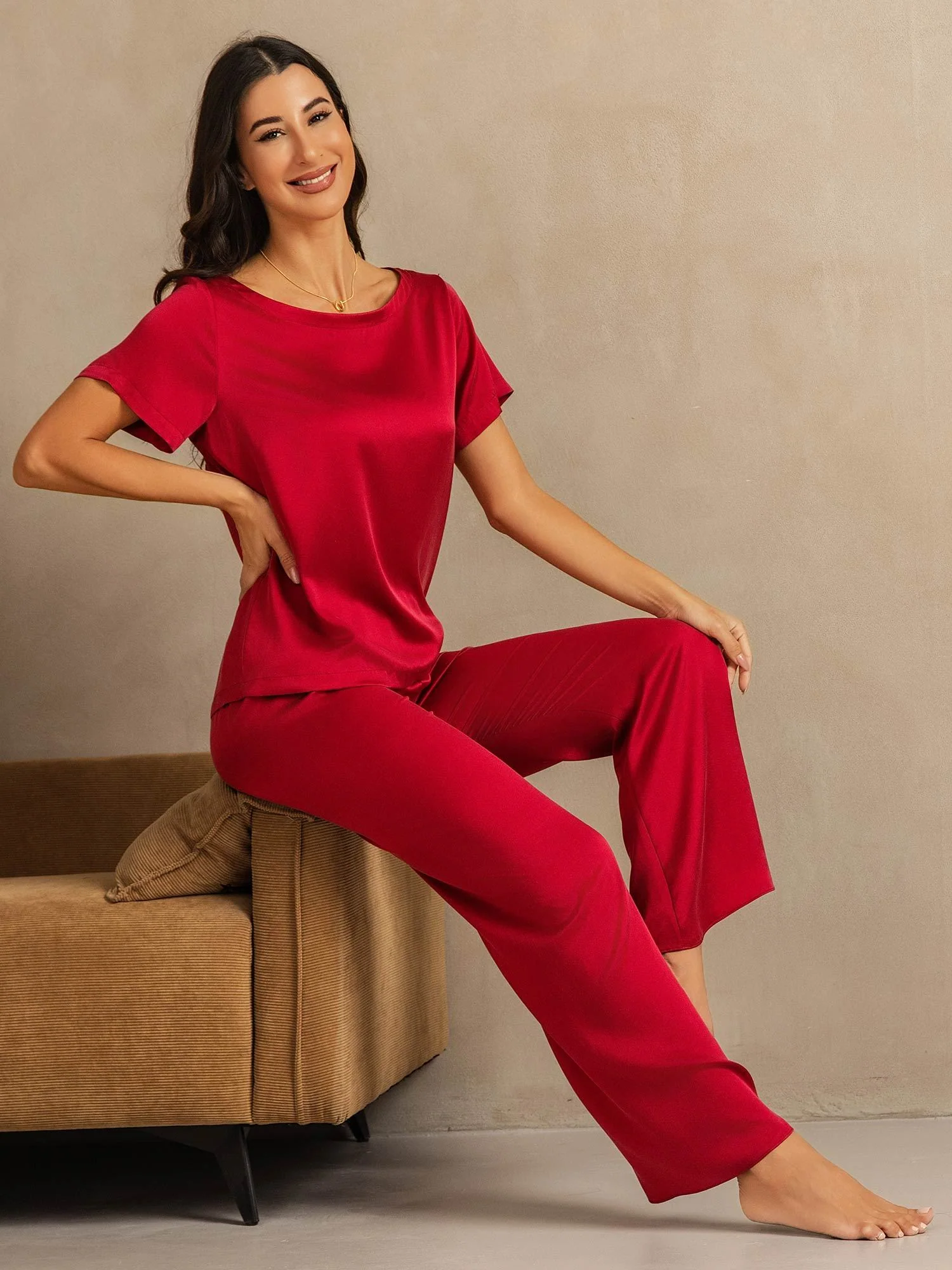 19Momme Women's Washable Silk Short Sleeve Pyjamas Set - Image 7