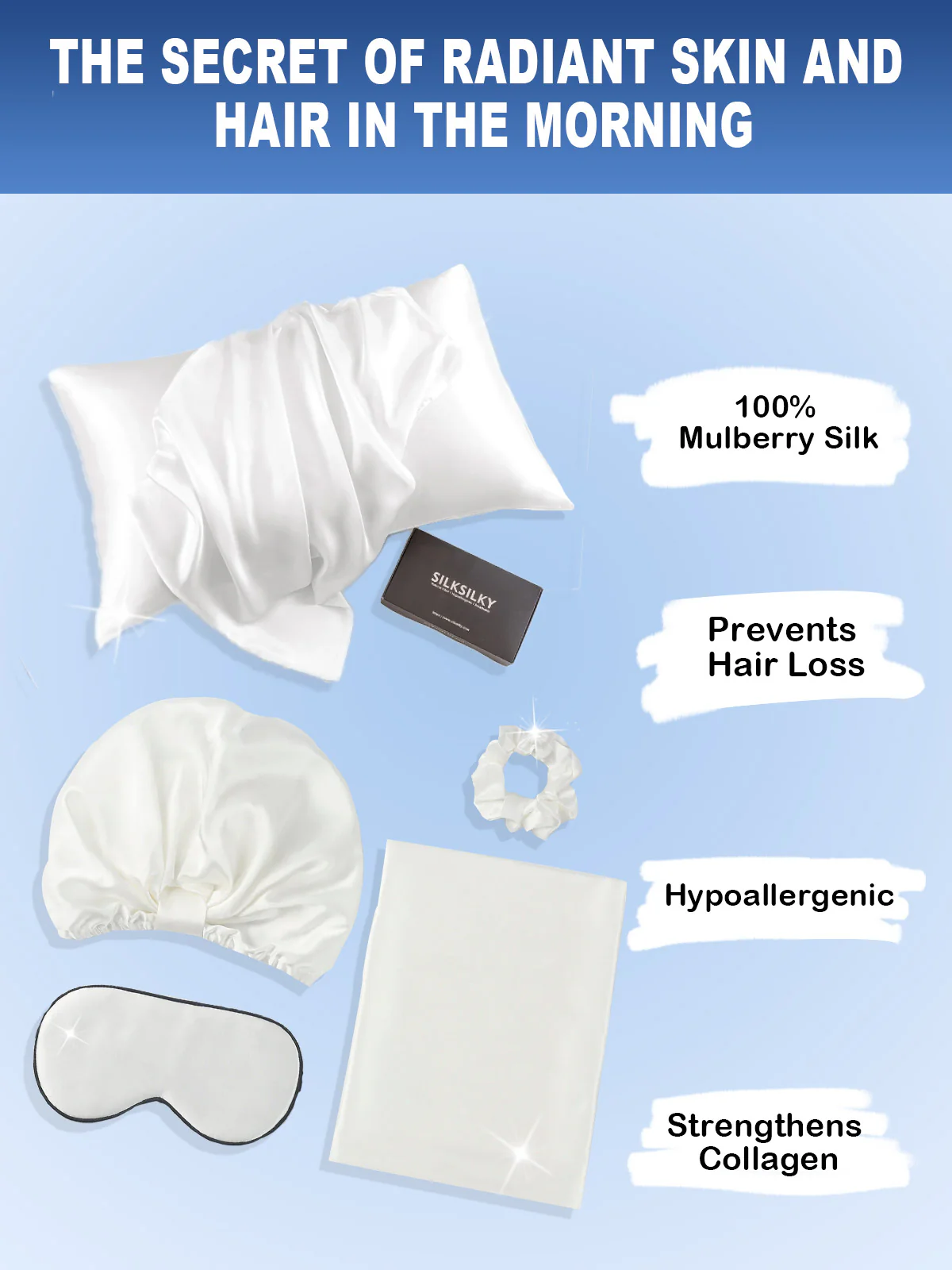 22Momme 100% Silk Skin-Friendly Beauty Sleep 4Pcs Set - Image 11