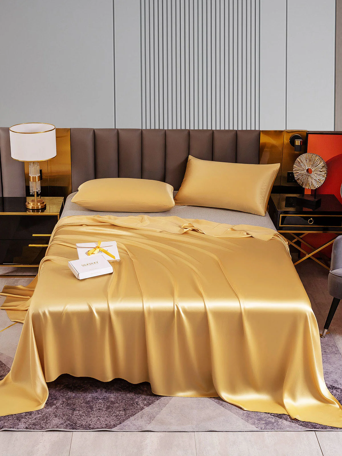 22Momme 3Pcs Silk Set Flat Sheet+2x Pillowcases - Image 22