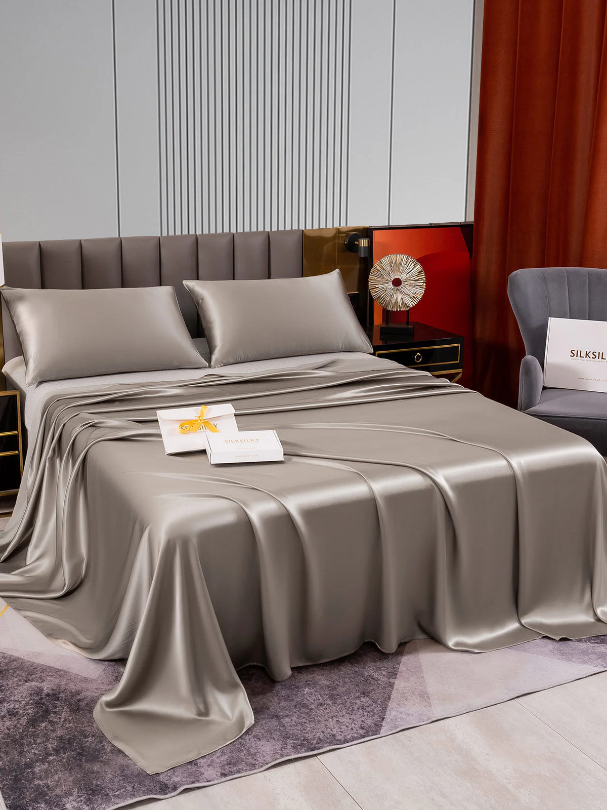 22Momme 3Pcs Silk Set Flat Sheet+2x Pillowcases - Image 3