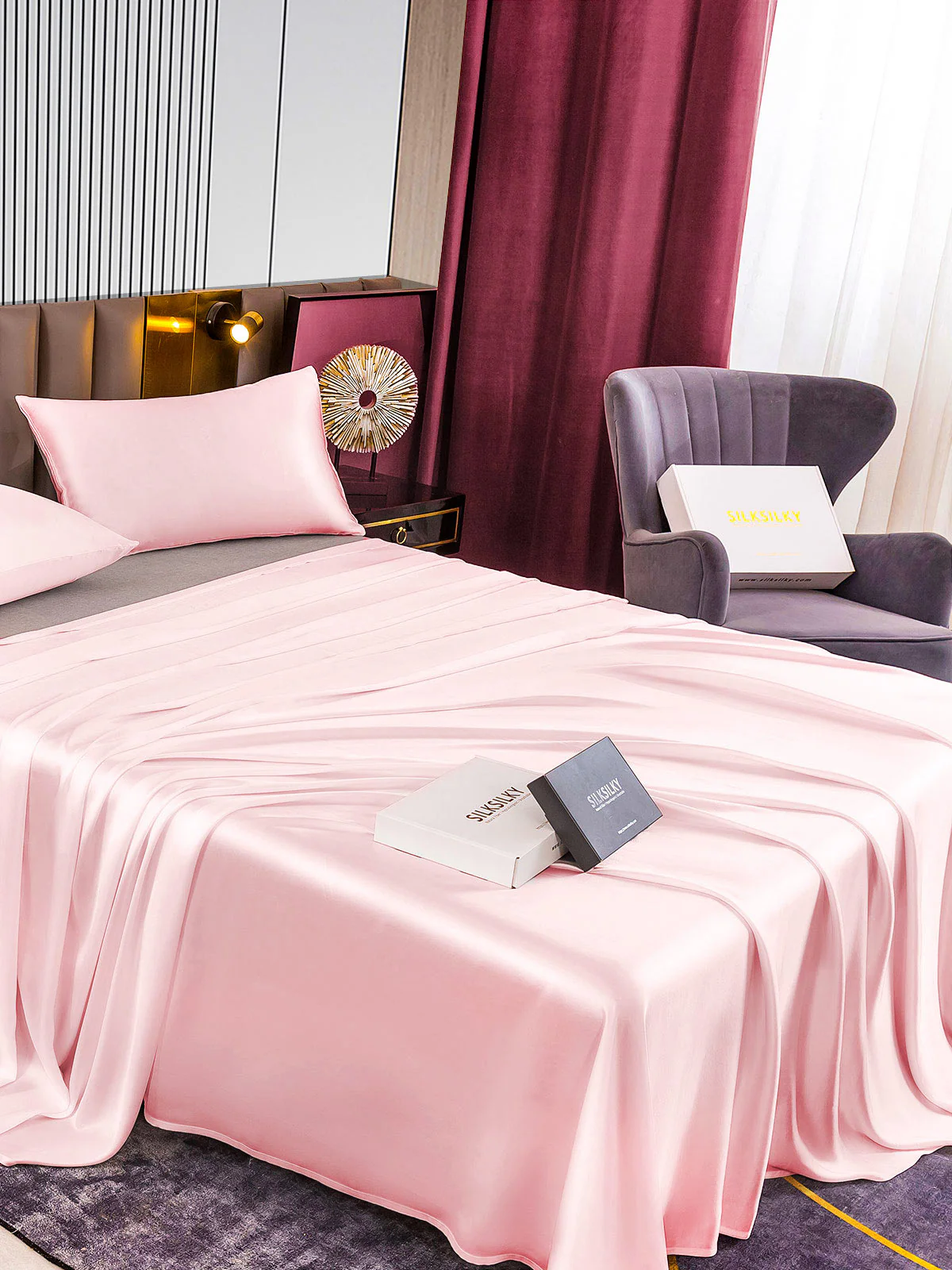 22Momme 3Pcs Silk Set Flat Sheet+2x Pillowcases - Image 40