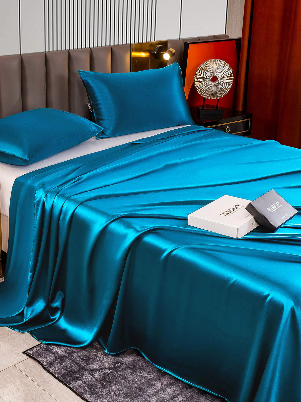 22Momme 3Pcs Silk Set Flat Sheet+2x Pillowcases - Image 45
