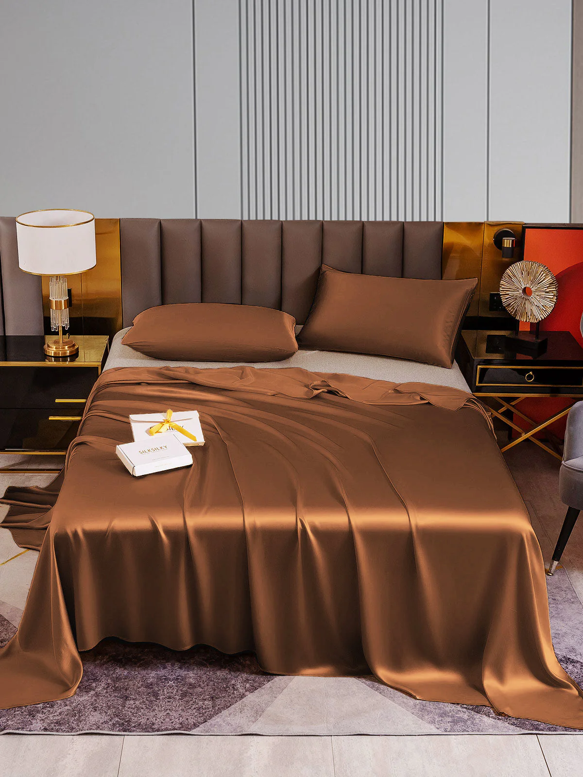 22Momme 3Pcs Silk Set Flat Sheet+2x Pillowcases - Image 47