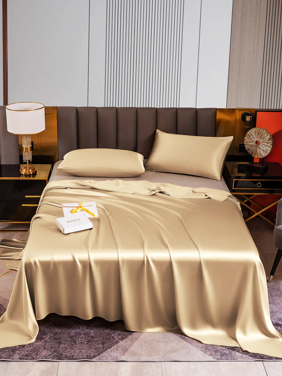 22Momme 3Pcs Silk Set Flat Sheet+2x Pillowcases - Image 52