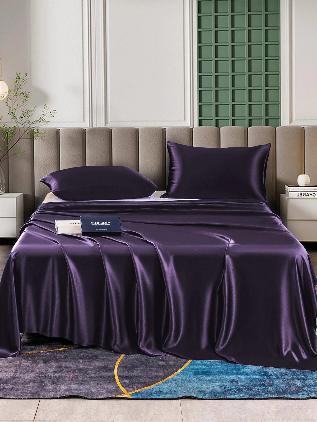 22Momme 3Pcs Silk Set Flat Sheet+2x Pillowcases - Image 72