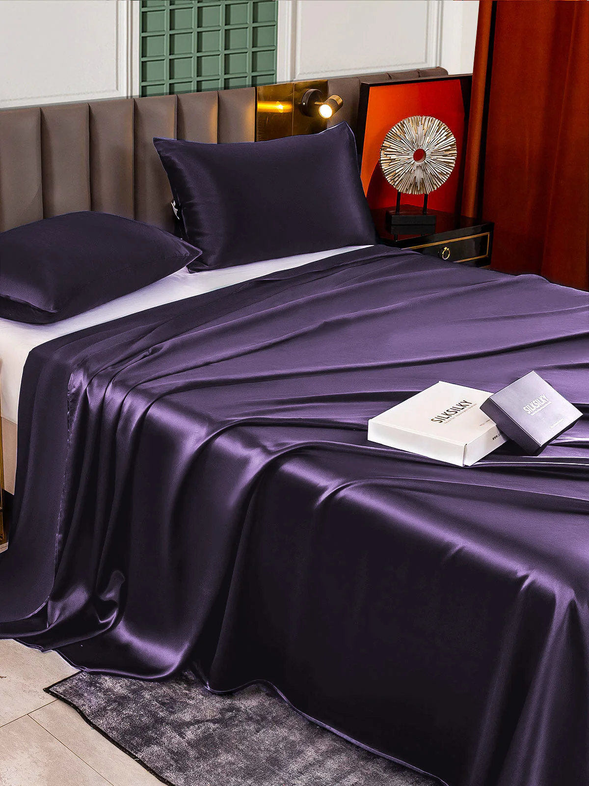 22Momme 3Pcs Silk Set Flat Sheet+2x Pillowcases - Image 75