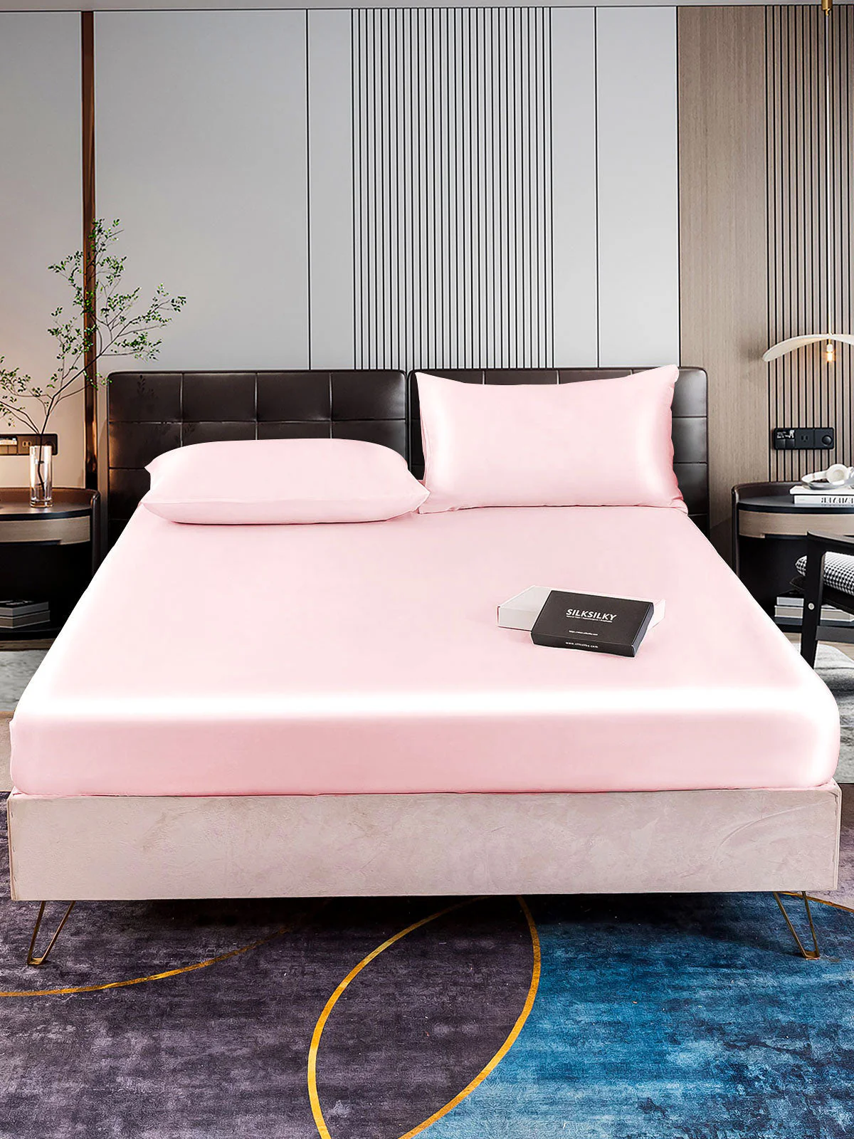 22Momme 3Pcs Silk Set Fitted Sheet+2x Pillowcases - Image 43