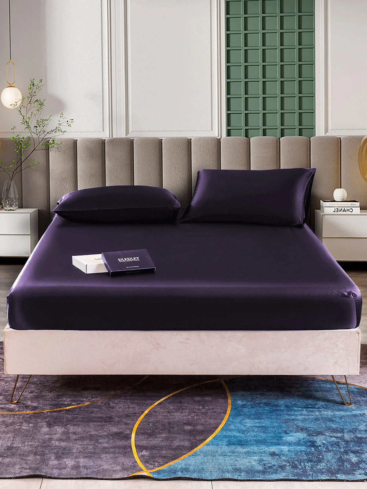 22Momme 3Pcs Silk Set Fitted Sheet+2x Pillowcases - Image 87