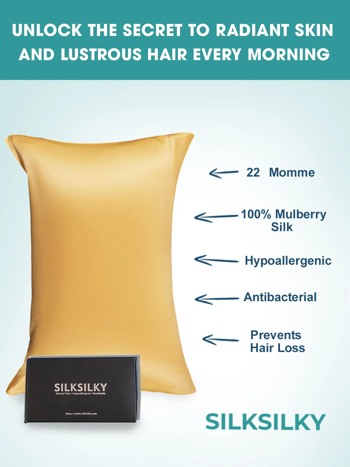 22Momme 100% Pure Silk Pillowcase - Envelope Closure - Image 5