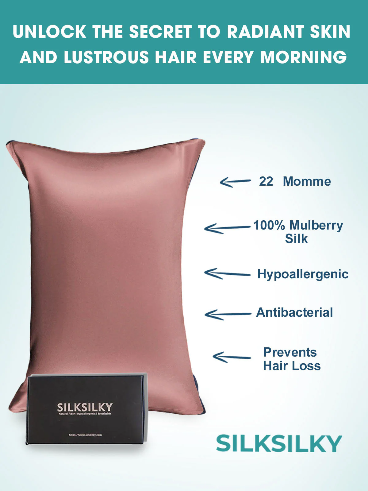 22Momme 100% Pure Silk Pillowcase - Envelope Closure - Image 54