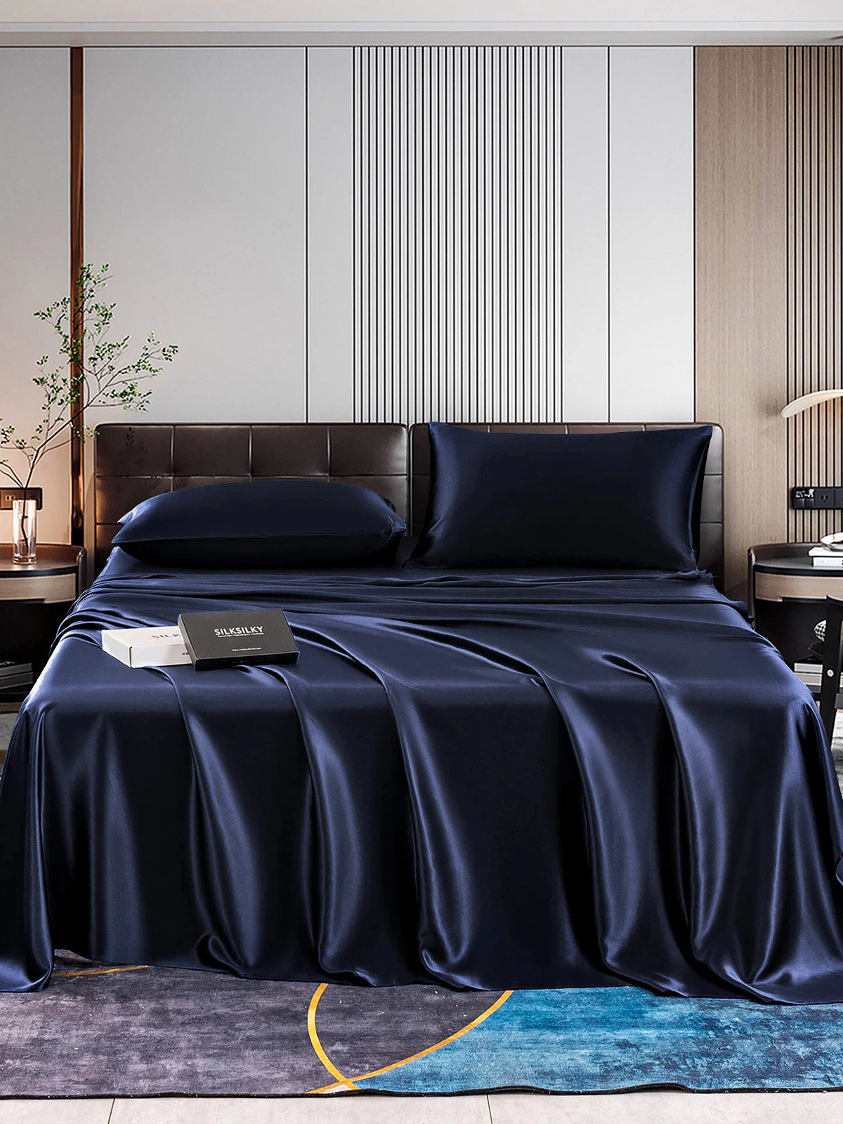 22Momme Silk 4Pcs Set Fitted&Flat Sheets+2x Pillowcases - Image 34