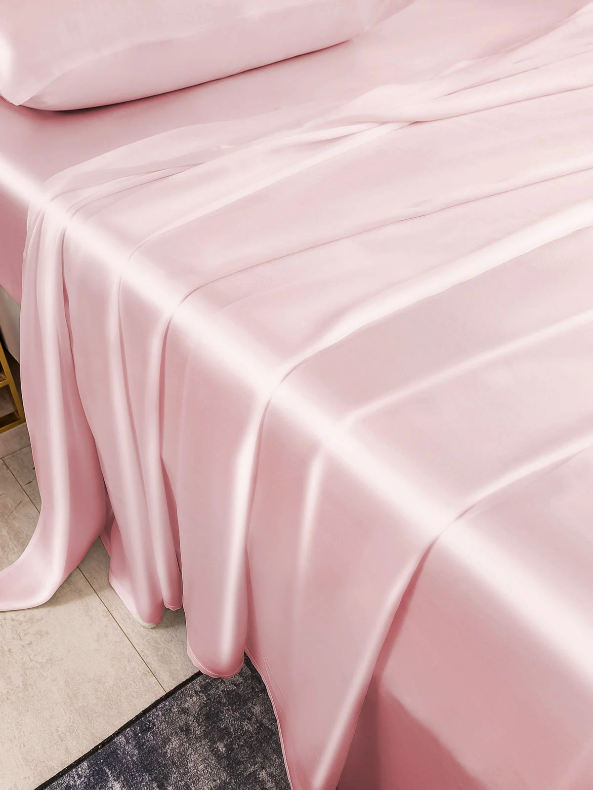 22Momme Silk 4Pcs Set Fitted&Flat Sheets+2x Pillowcases - Image 54