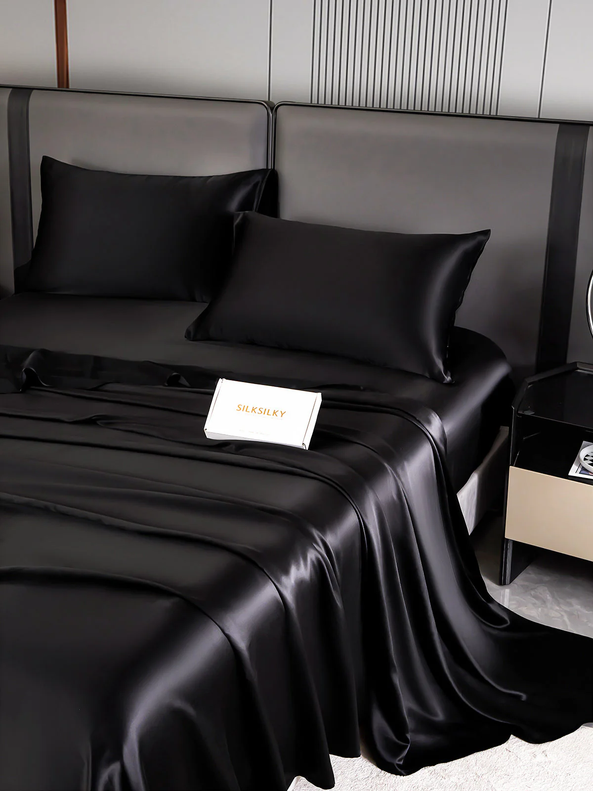 22Momme Silk 4Pcs Set Fitted&Flat Sheets+2x Pillowcases - Image 6