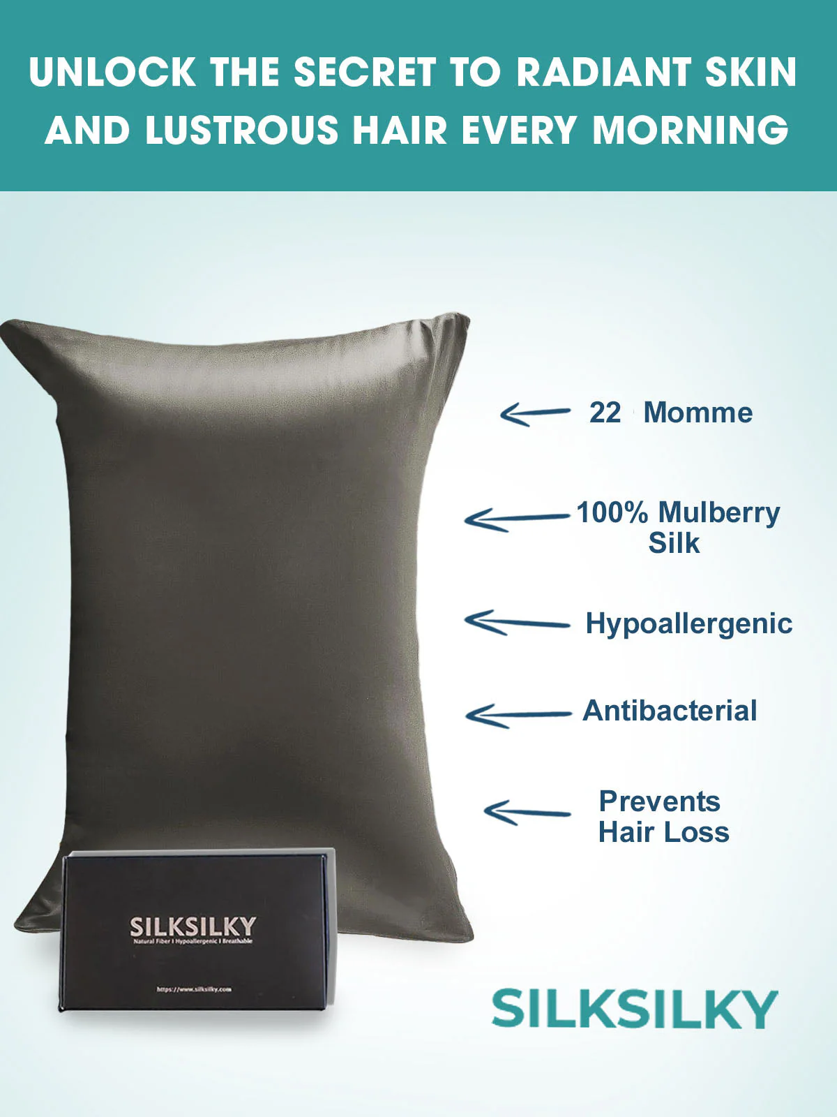 22Momme 100% Pure Silk Pillowcase - Hidden Zipper - Image 22