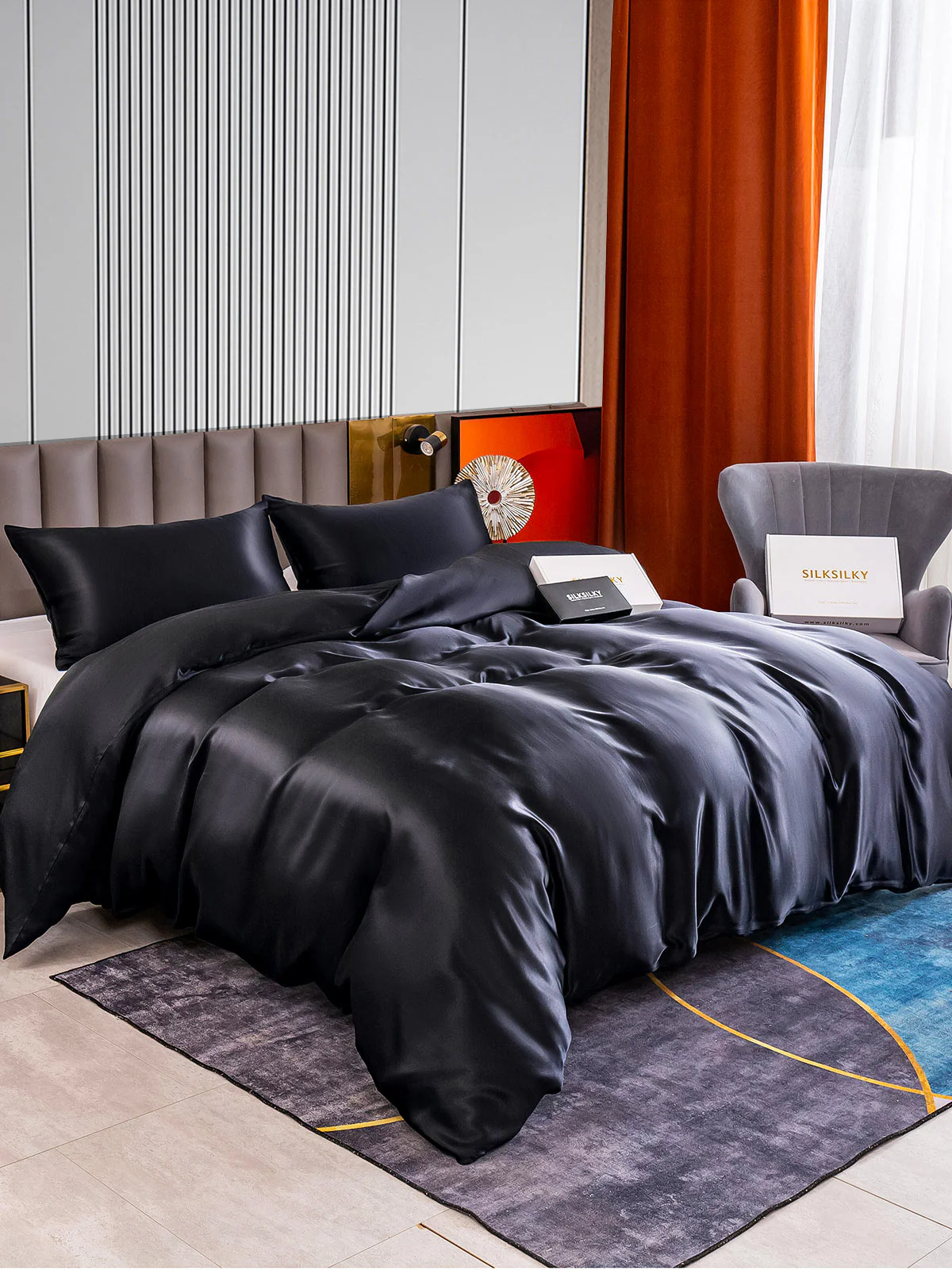 22Momme 3Pcs Silk Set Duvet Cover+2x Pillowcases - Image 12