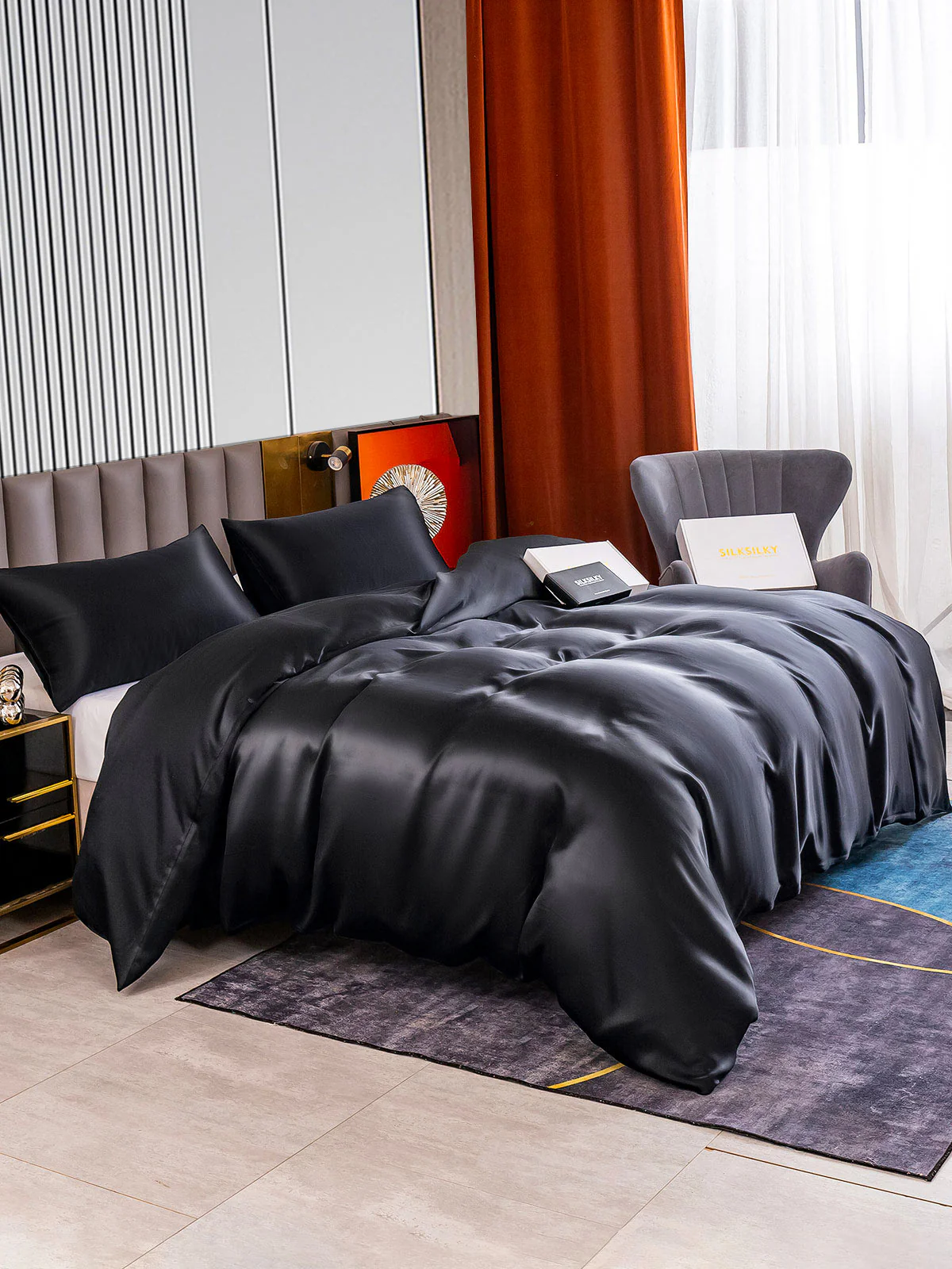 22Momme 3Pcs Silk Set Duvet Cover+2x Pillowcases - Image 14
