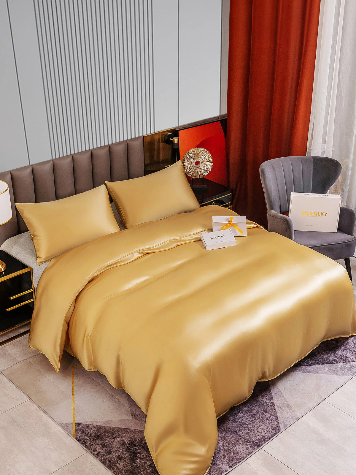22Momme 3Pcs Silk Set Duvet Cover+2x Pillowcases - Image 17
