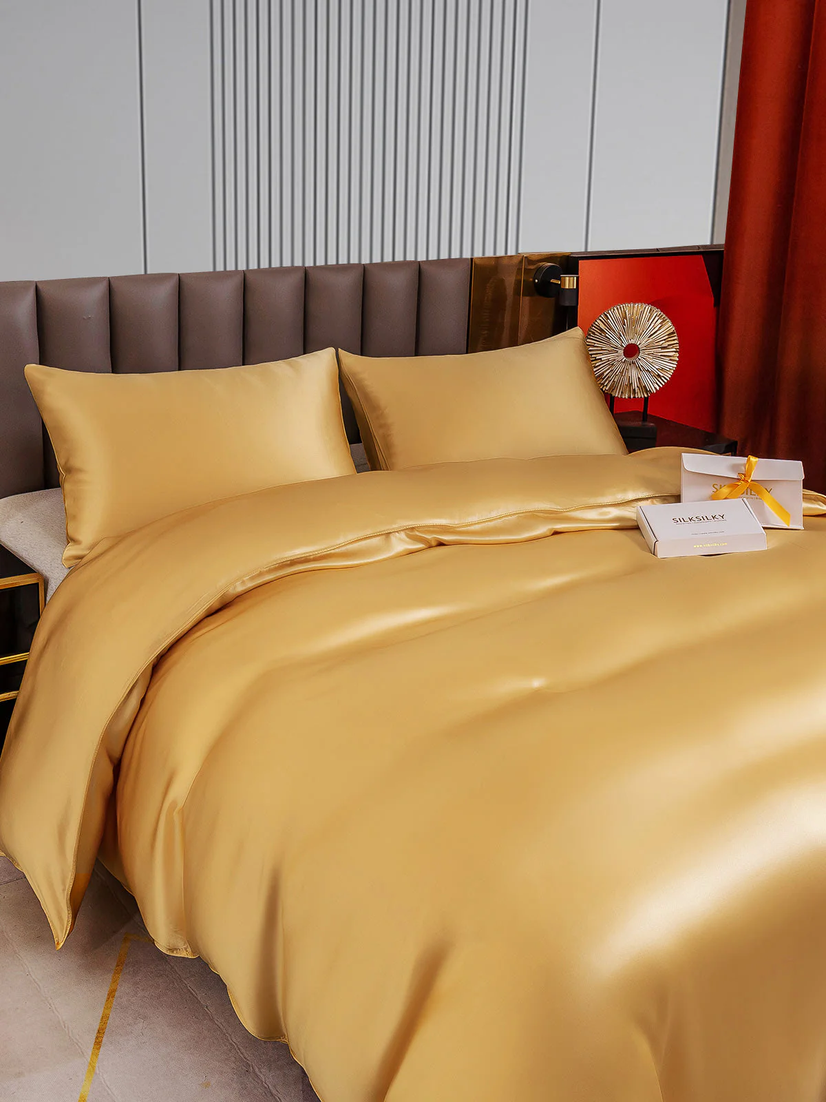 22Momme 3Pcs Silk Set Duvet Cover+2x Pillowcases - Image 19