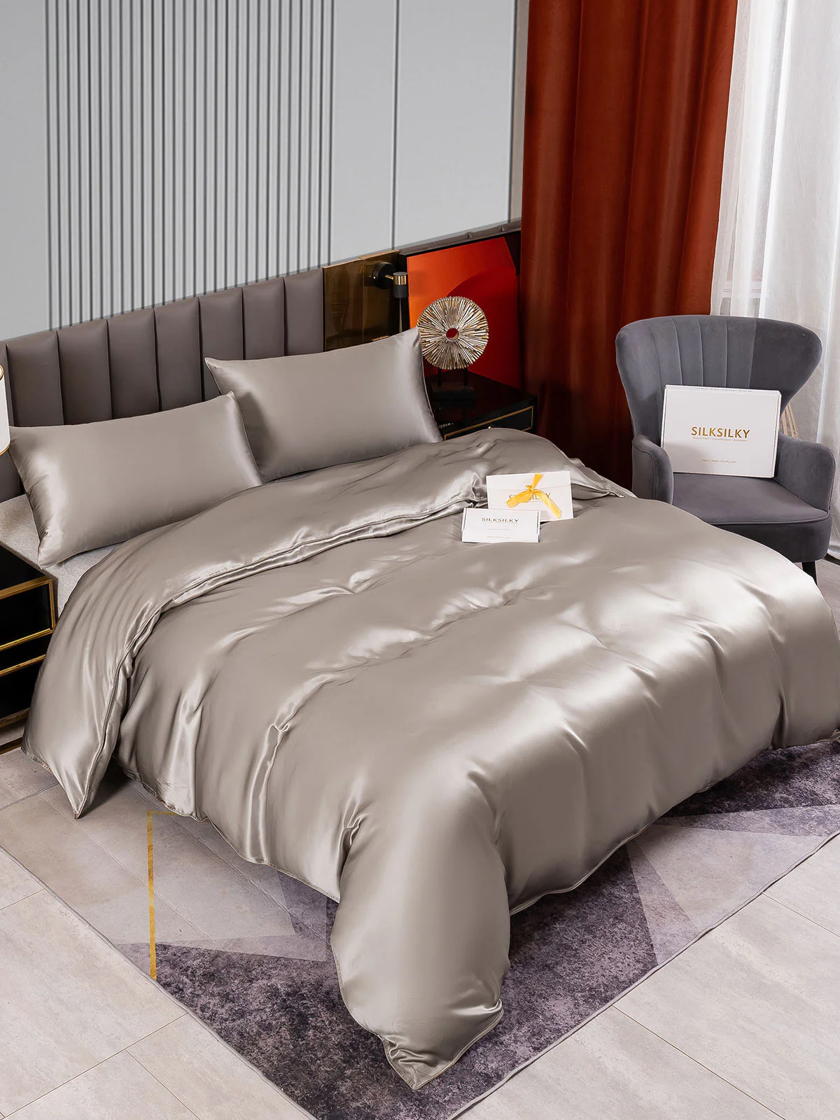 22Momme 3Pcs Silk Set Duvet Cover+2x Pillowcases - Image 22