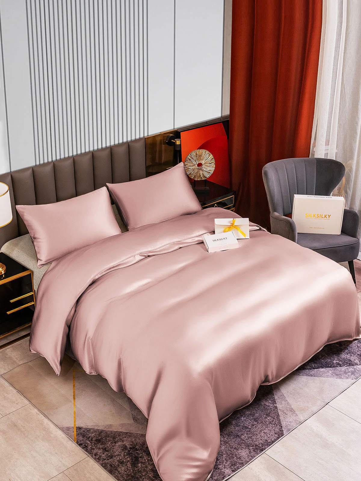 22Momme 3Pcs Silk Set Duvet Cover+2x Pillowcases - Image 27