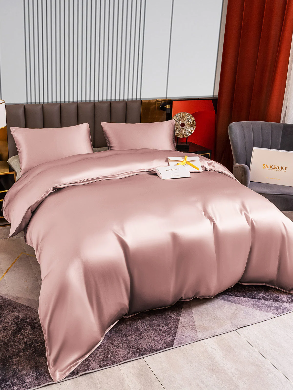 22Momme 3Pcs Silk Set Duvet Cover+2x Pillowcases - Image 28