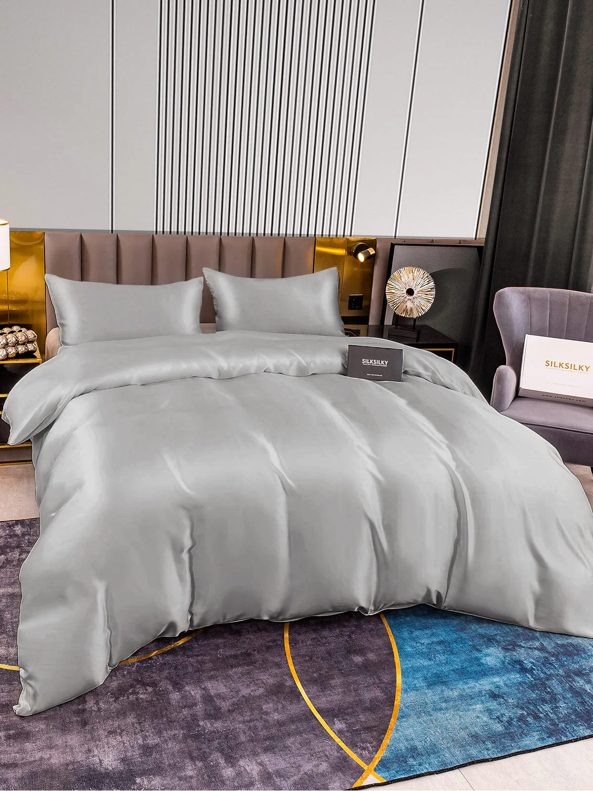 22Momme 3Pcs Silk Set Duvet Cover+2x Pillowcases - Image 33