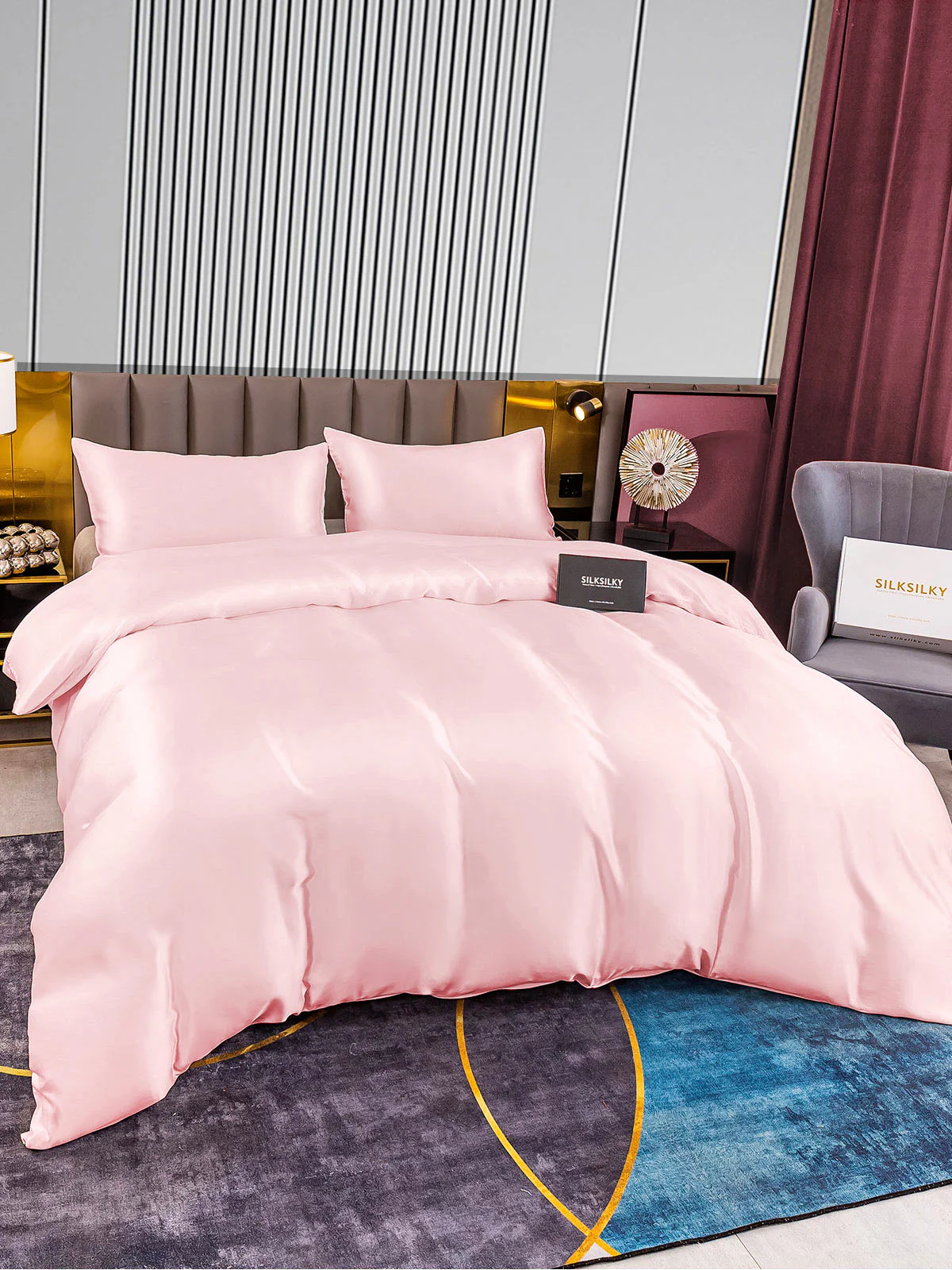22Momme 3Pcs Silk Set Duvet Cover+2x Pillowcases - Image 37