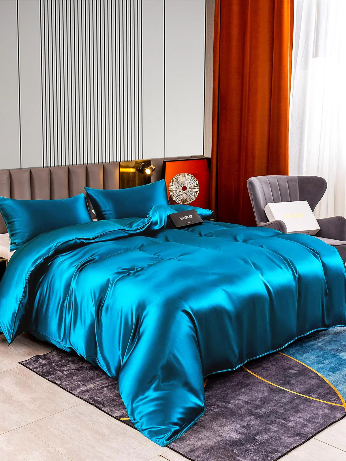 22Momme 3Pcs Silk Set Duvet Cover+2x Pillowcases - Image 39