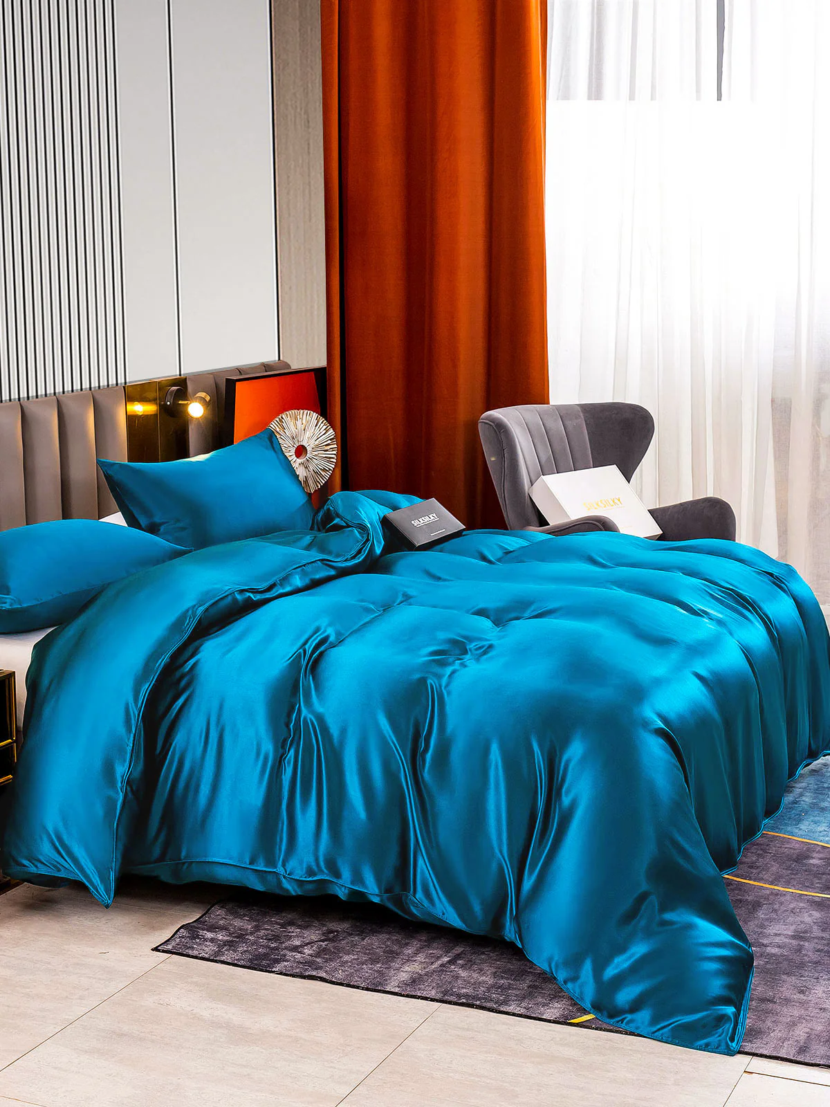 22Momme 3Pcs Silk Set Duvet Cover+2x Pillowcases - Image 40