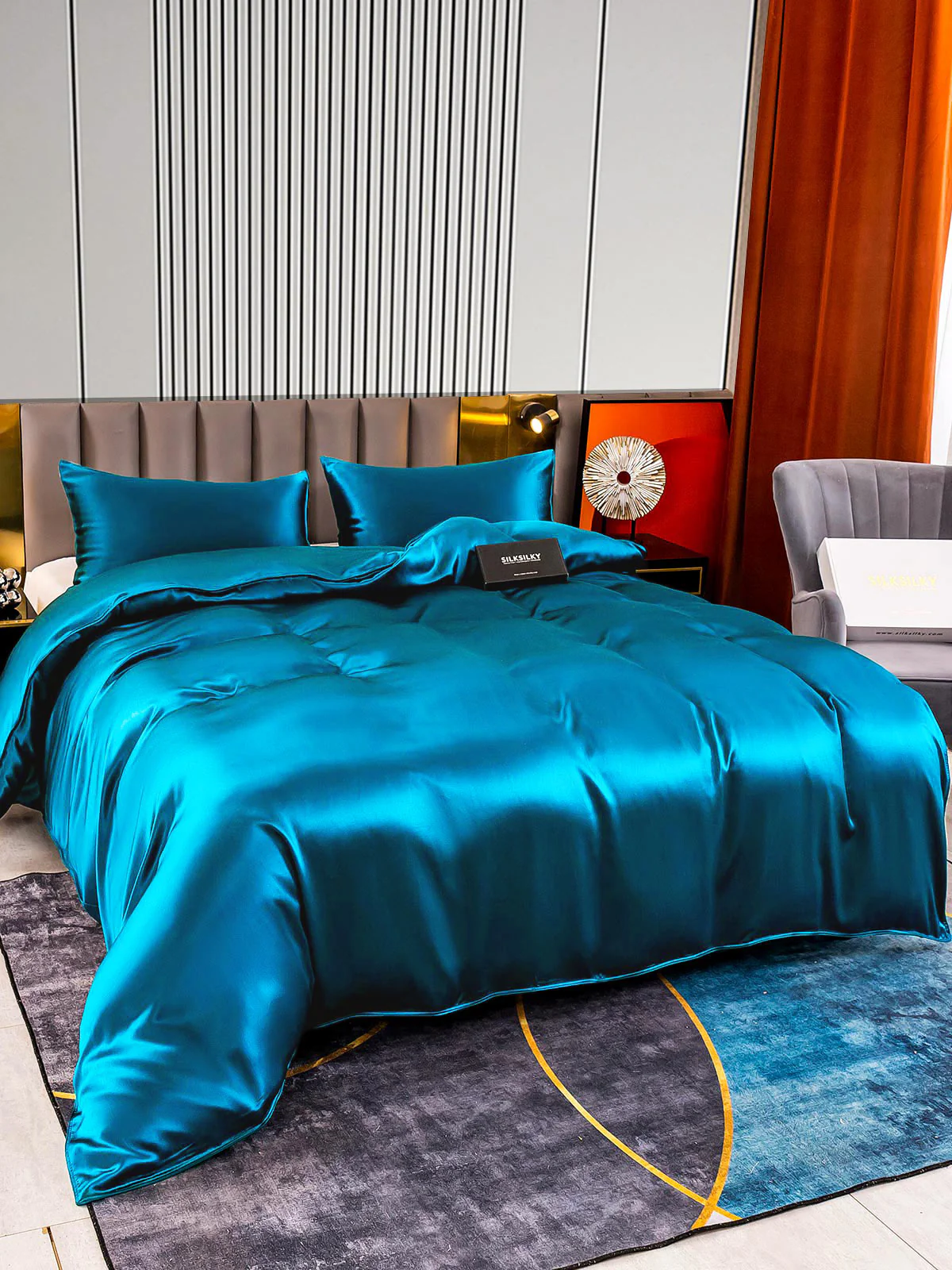 22Momme 3Pcs Silk Set Duvet Cover+2x Pillowcases - Image 41