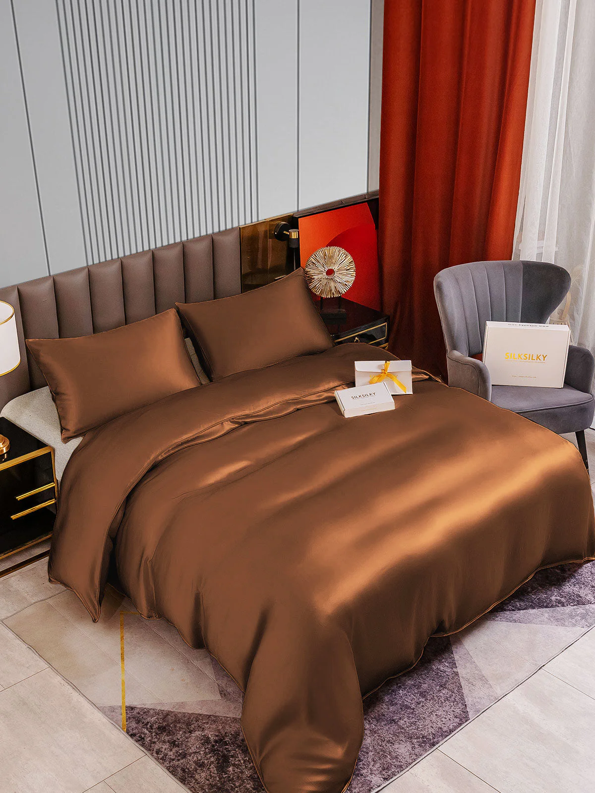 22Momme 3Pcs Silk Set Duvet Cover+2x Pillowcases - Image 44
