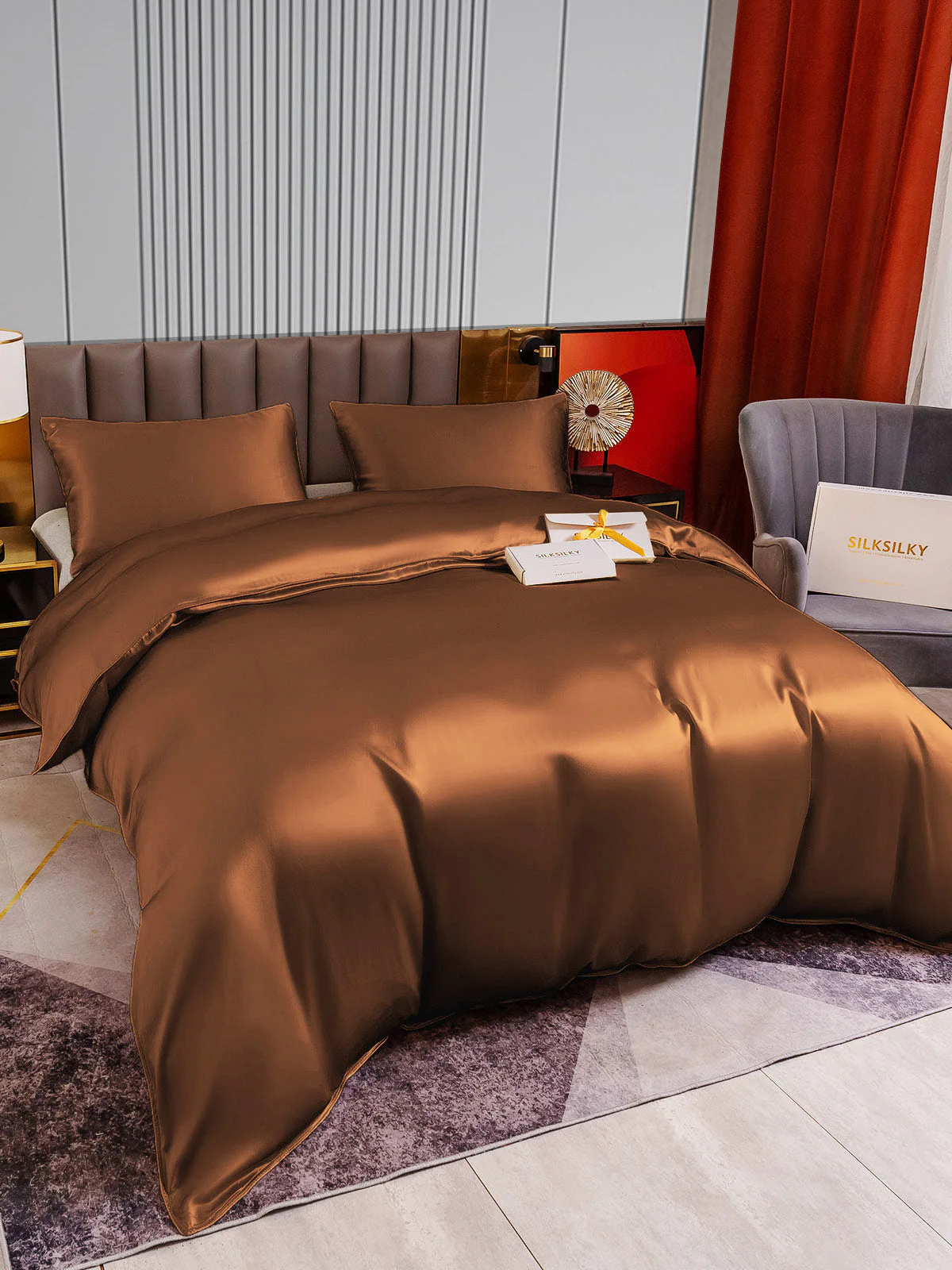 22Momme 3Pcs Silk Set Duvet Cover+2x Pillowcases - Image 45