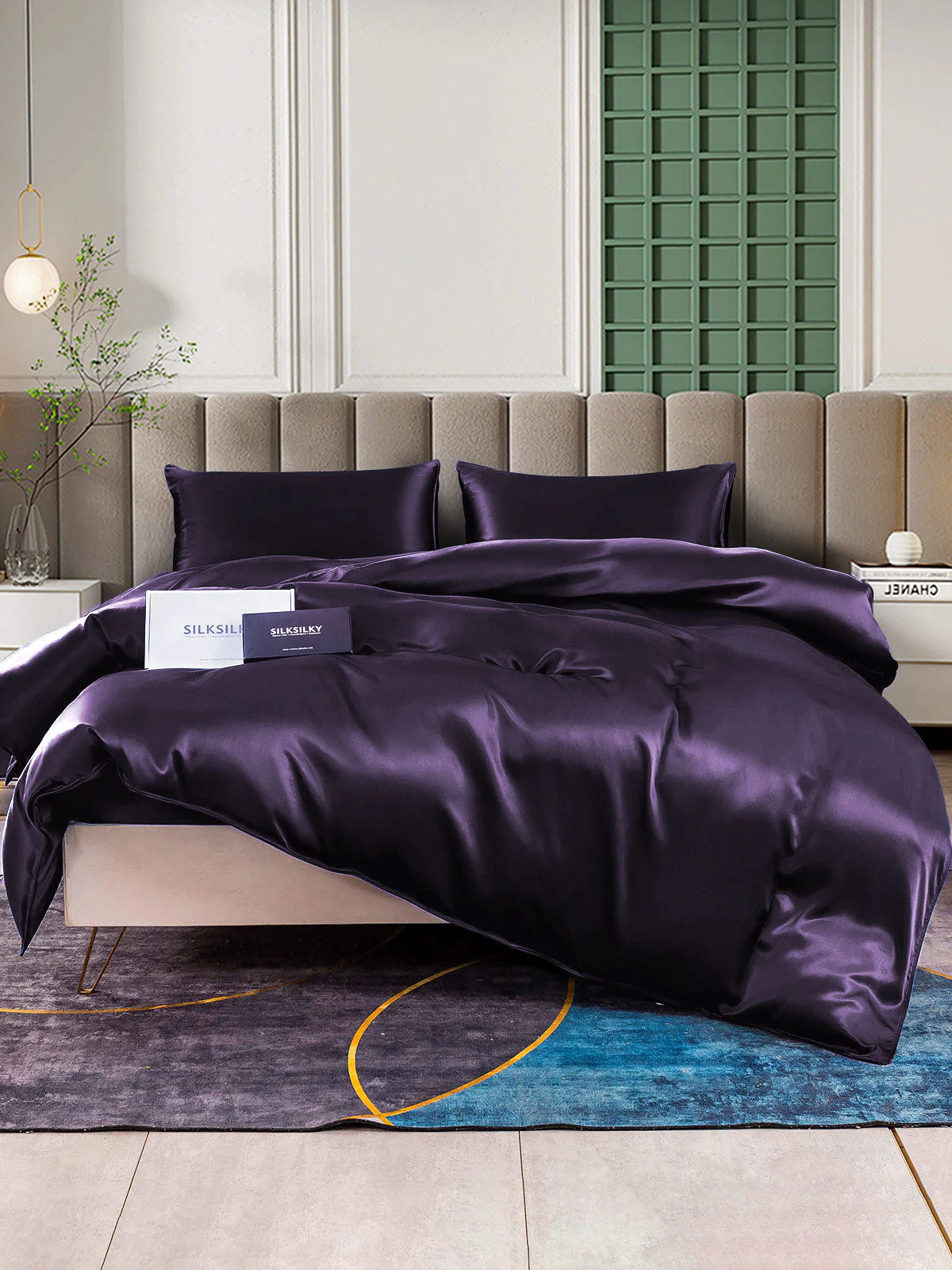 22Momme 4Pcs Silk Set Duvet Cover+Fitted Sheet+2x Pillowcases - Image 100