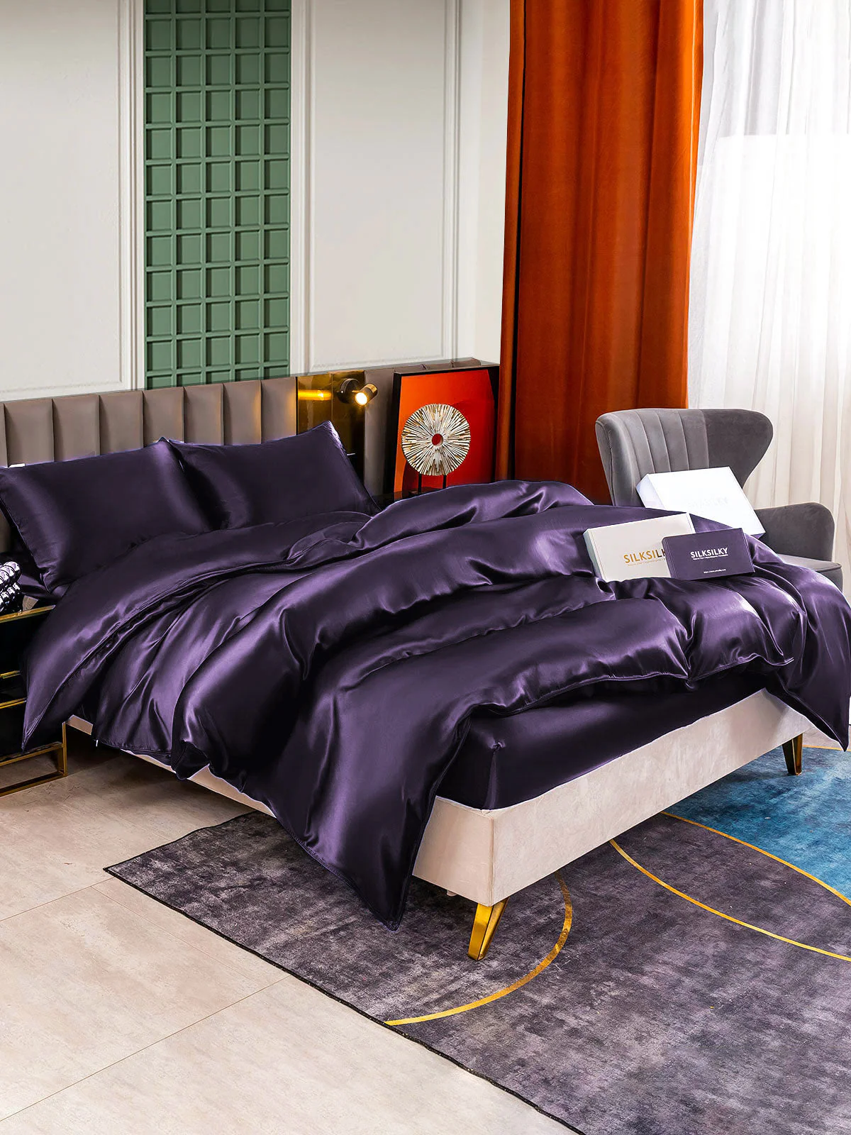 22Momme 4Pcs Silk Set Duvet Cover+Fitted Sheet+2x Pillowcases - Image 102