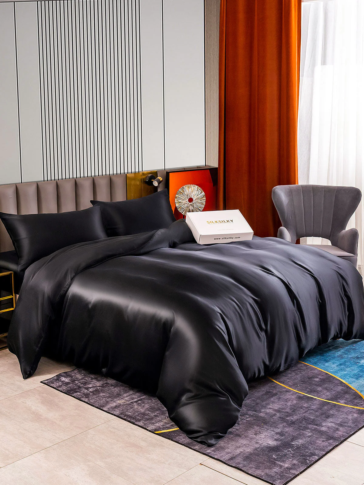 22Momme 4Pcs Silk Set Duvet Cover+Fitted Sheet+2x Pillowcases - Image 2