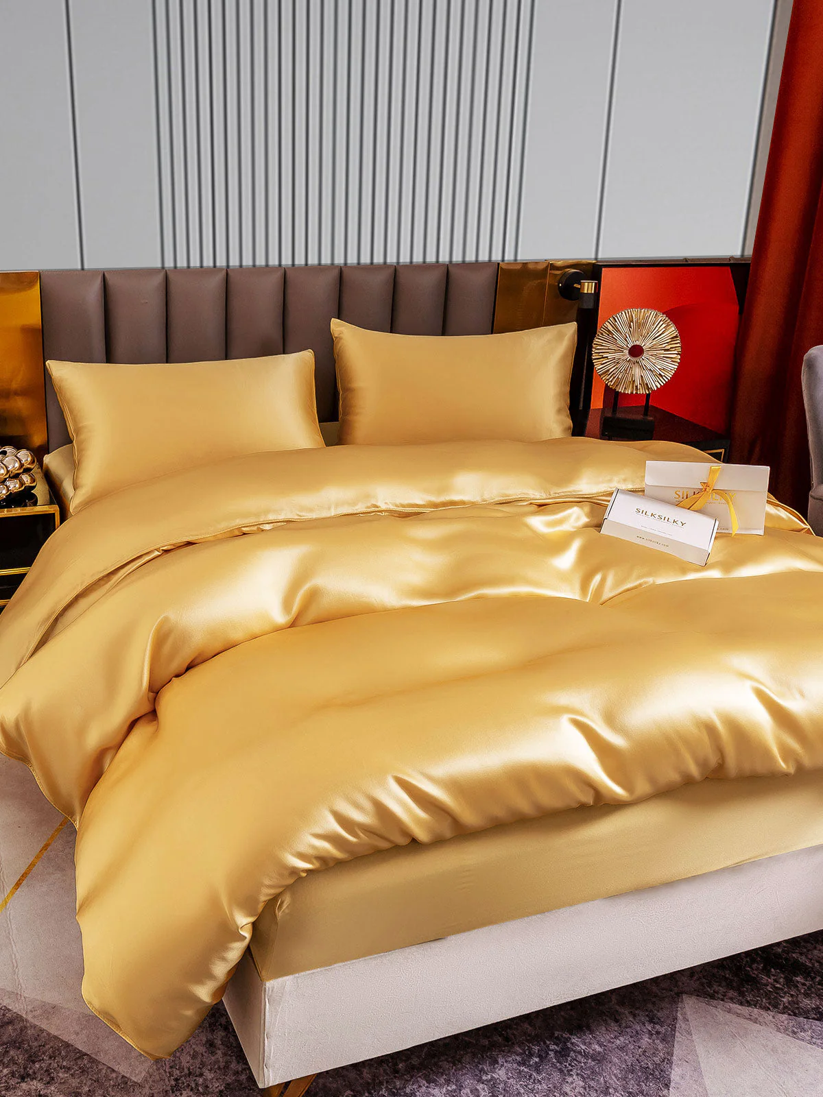 22Momme 4Pcs Silk Set Duvet Cover+Fitted Sheet+2x Pillowcases - Image 23