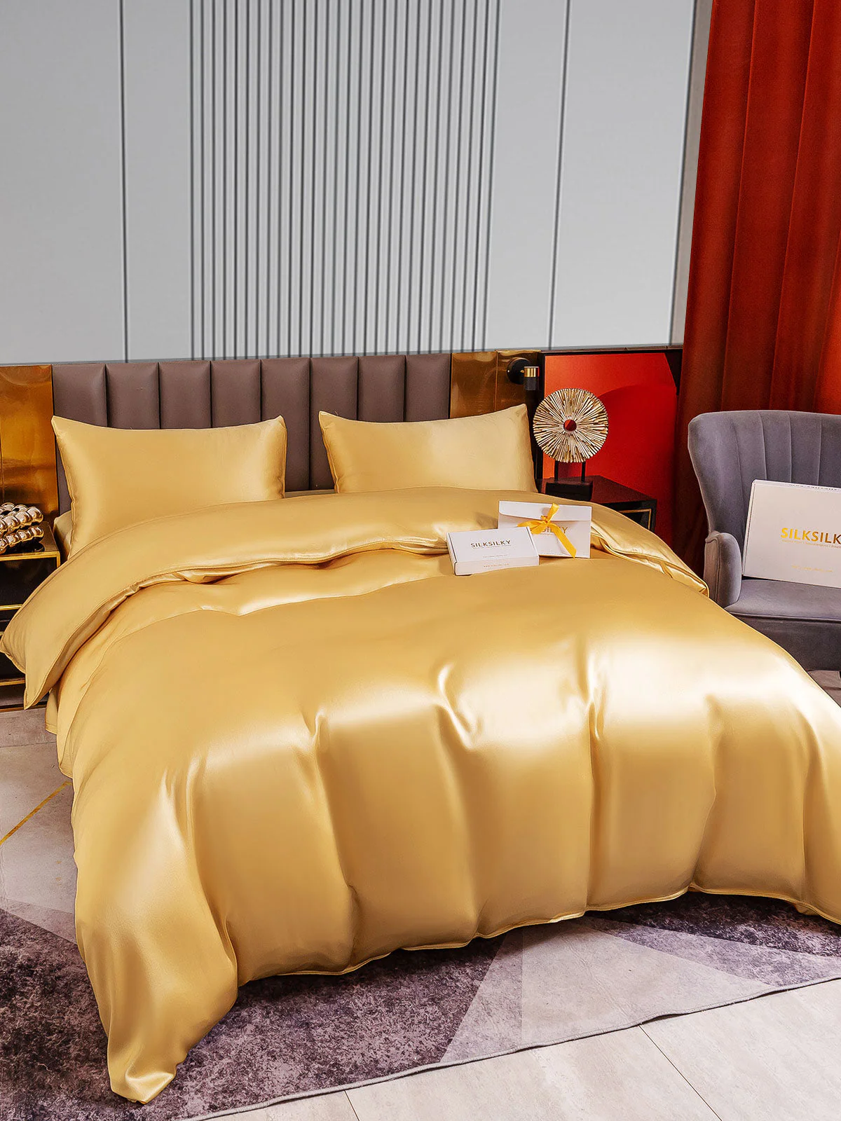 22Momme 4Pcs Silk Set Duvet Cover+Fitted Sheet+2x Pillowcases - Image 26