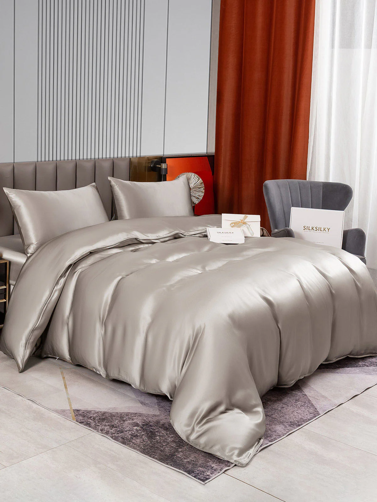 22Momme 4Pcs Silk Set Duvet Cover+Fitted Sheet+2x Pillowcases - Image 29