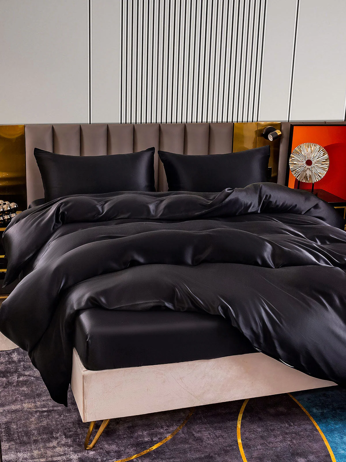 22Momme 4Pcs Silk Set Duvet Cover+Fitted Sheet+2x Pillowcases - Image 3