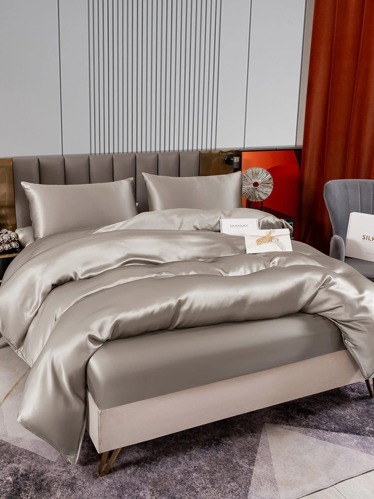 22Momme 4Pcs Silk Set Duvet Cover+Fitted Sheet+2x Pillowcases - Image 30